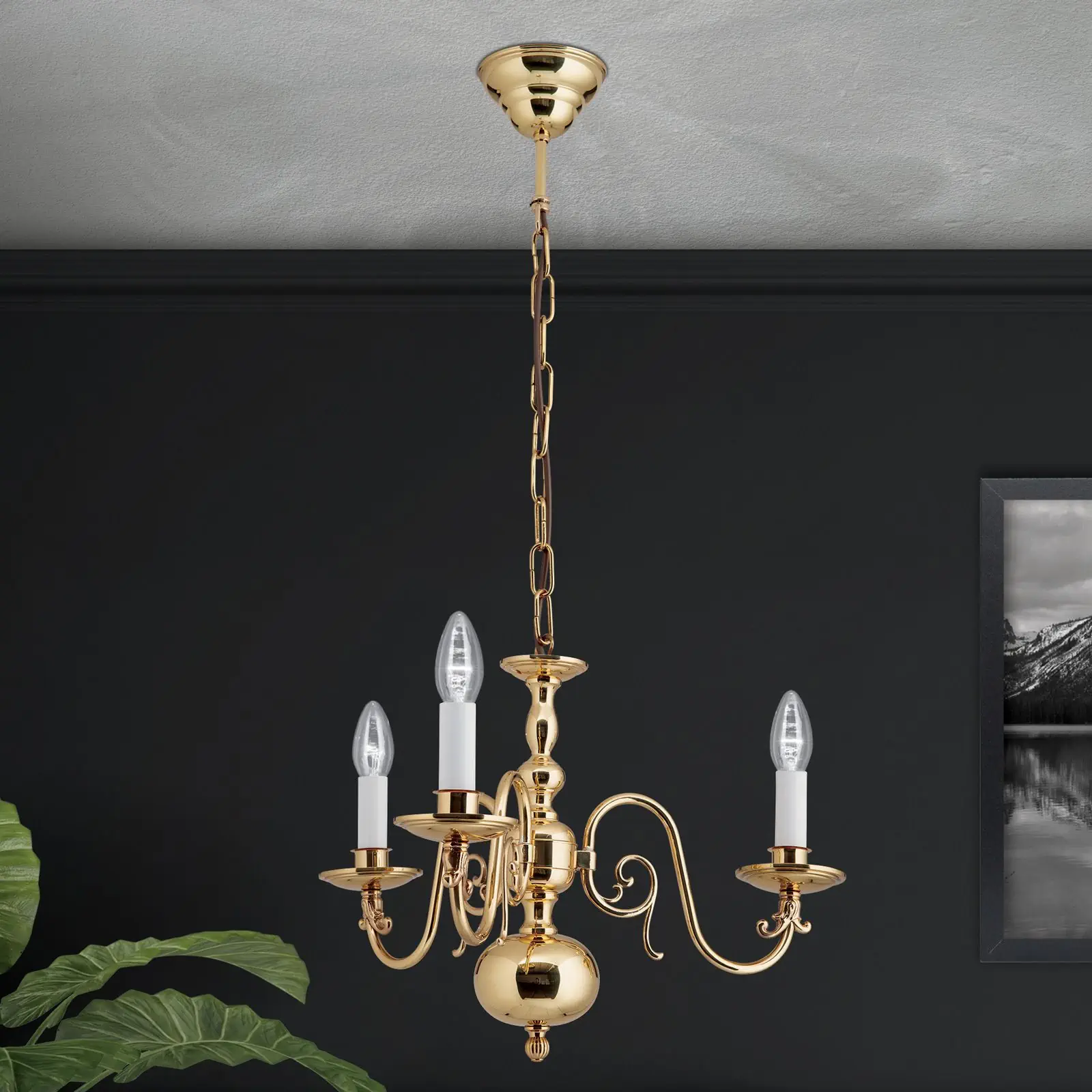 Luster FLÄMISCH, 3 izvora svetla, sjajni mesing