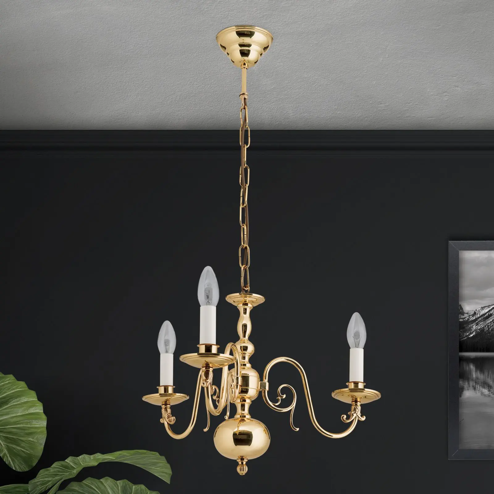 Luster FLÄMISCH, 3 izvora svetla, sjajni mesing - 2