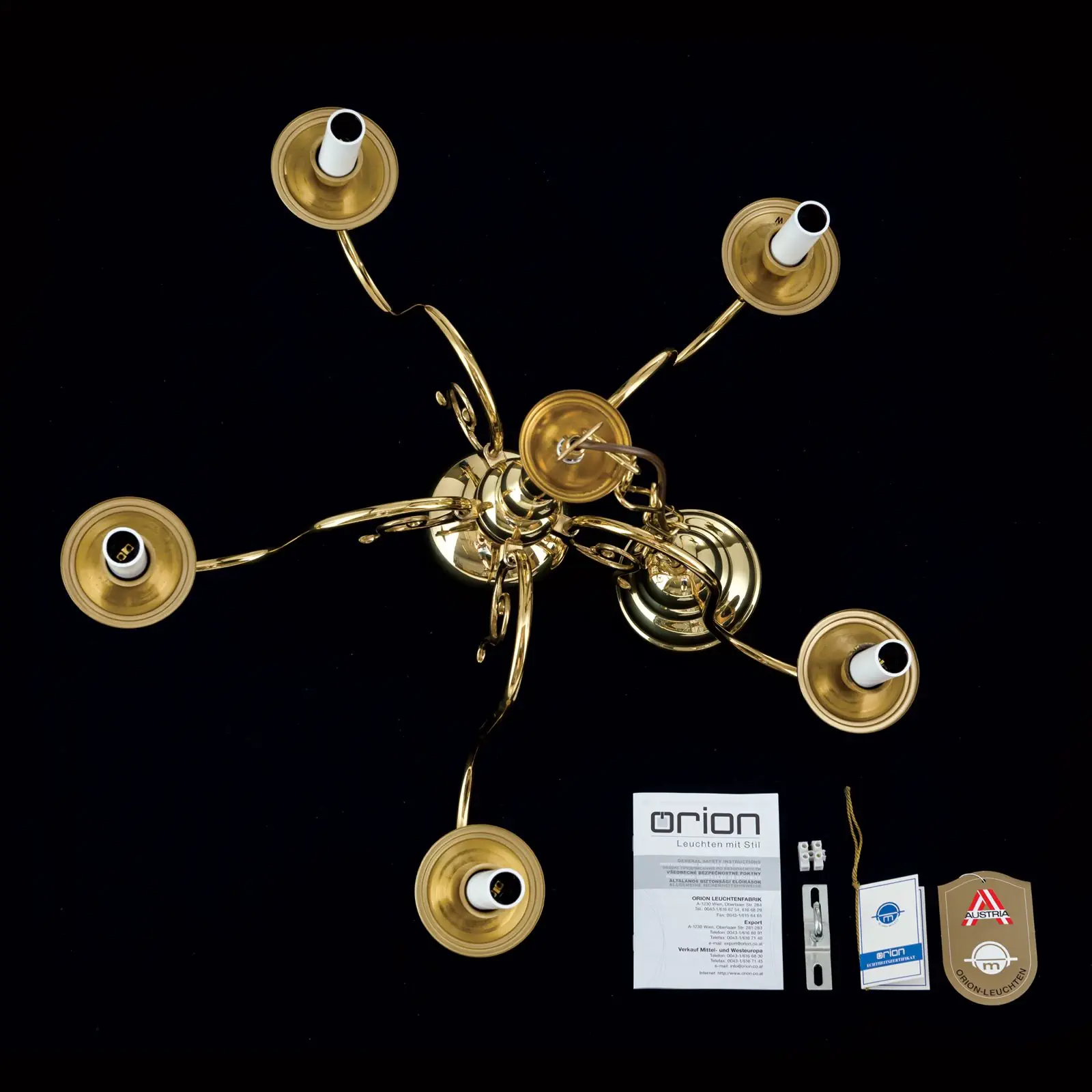 Luster FLÄMISCH, 5 izvora svetla, sjajni mesing - 8