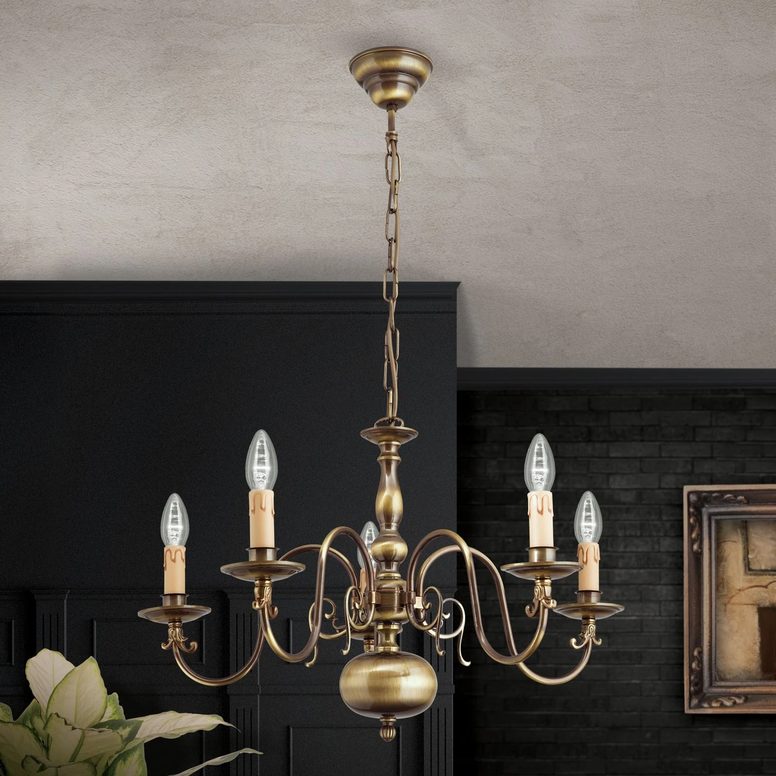 Luster FLÄMISCH, 5 izvora svetla, patina