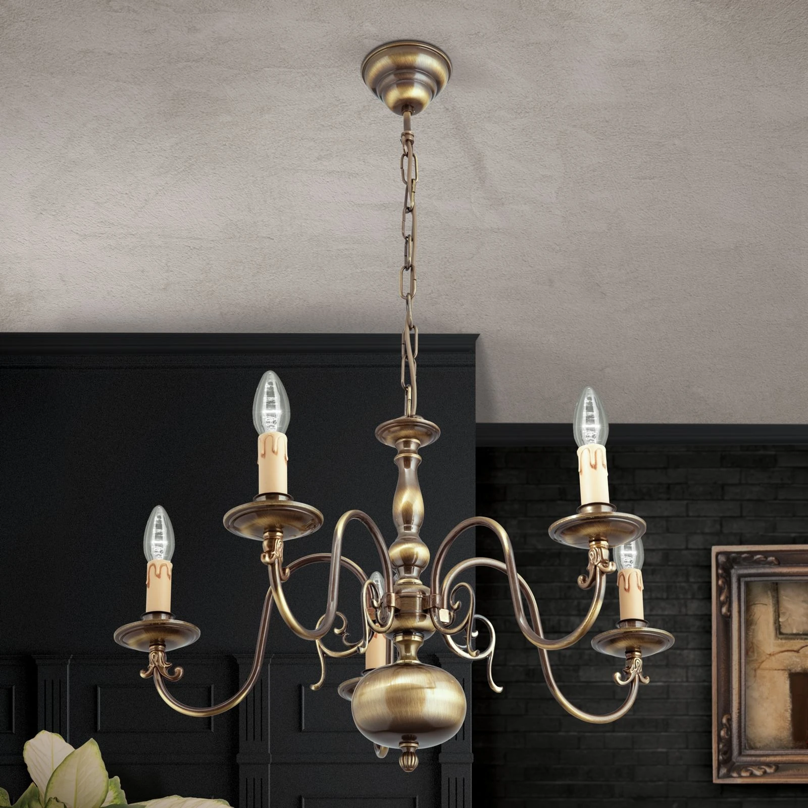 Luster FLÄMISCH, 5 izvora svetla, patina - 6