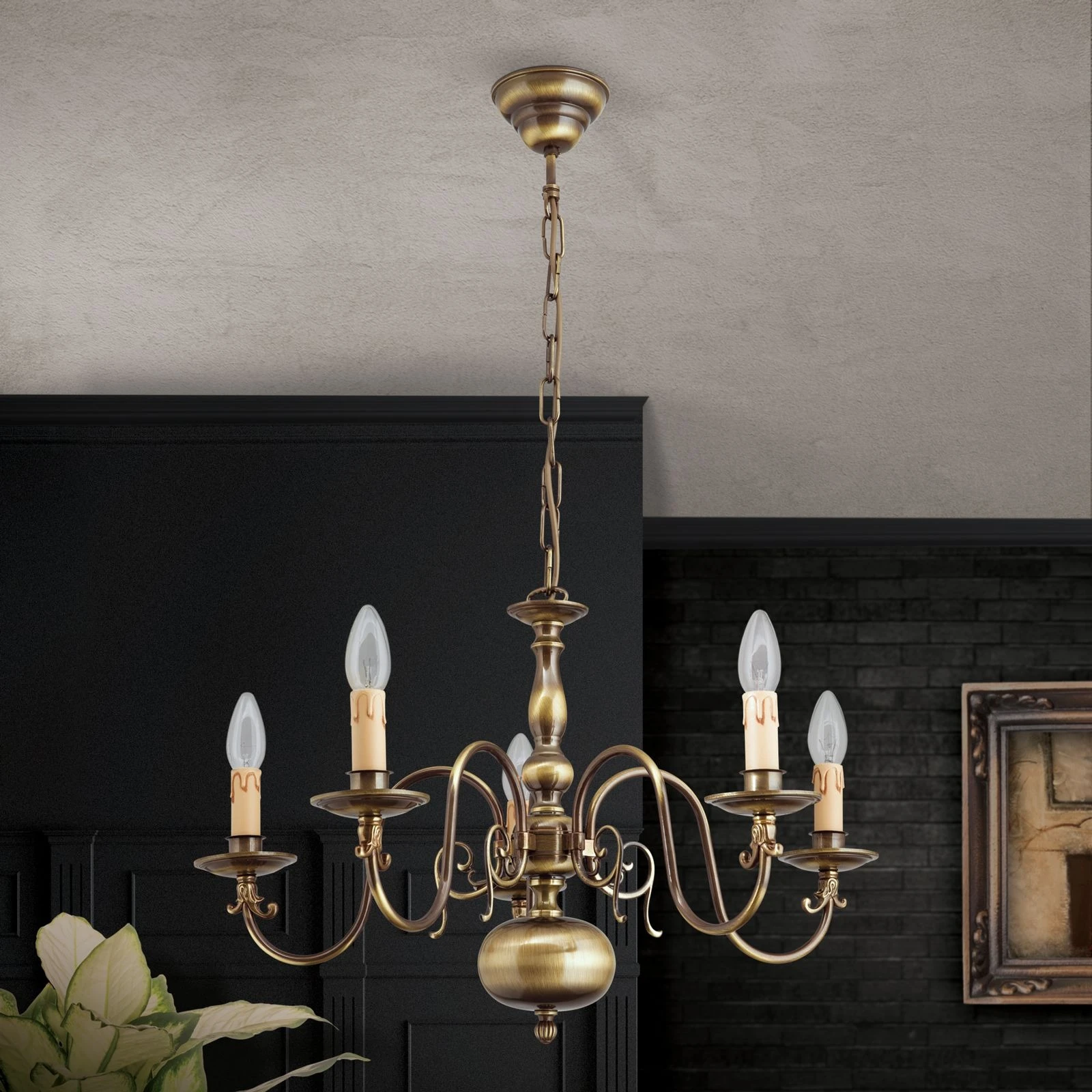 Luster FLÄMISCH, 5 izvora svetla, patina - 7