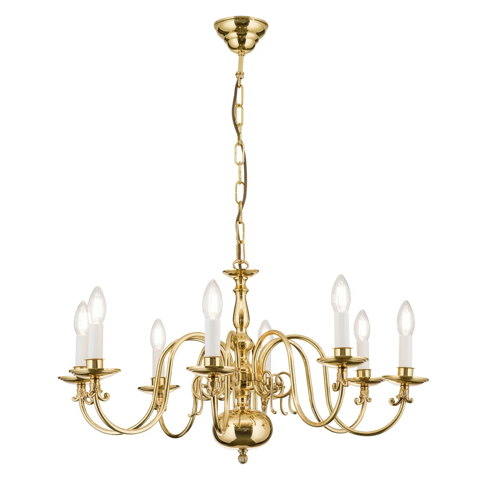 Luster FLÄMISCH, 8 izvora svetla, sjajni mesing - 4