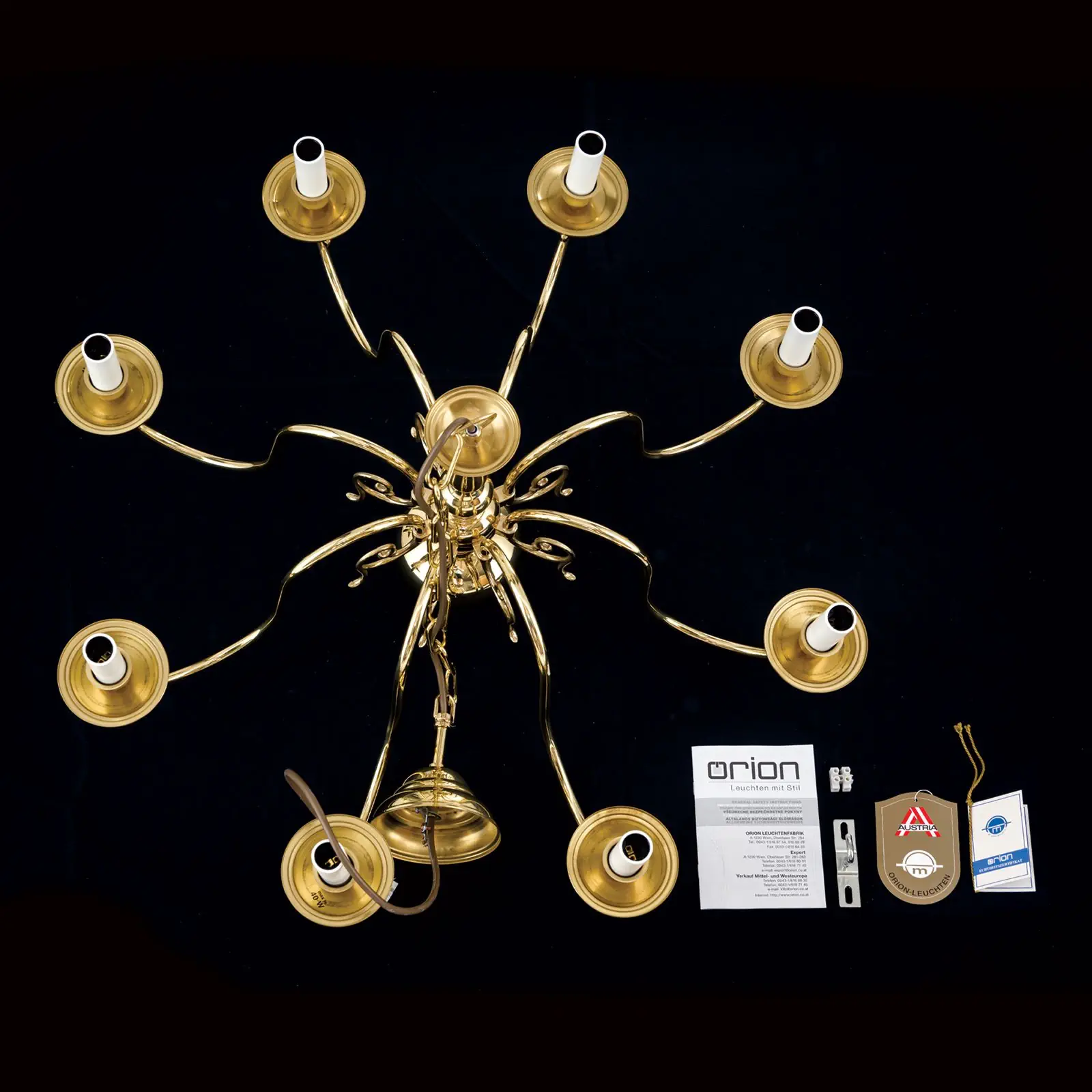 Luster FLÄMISCH, 8 izvora svetla, sjajni mesing - 8