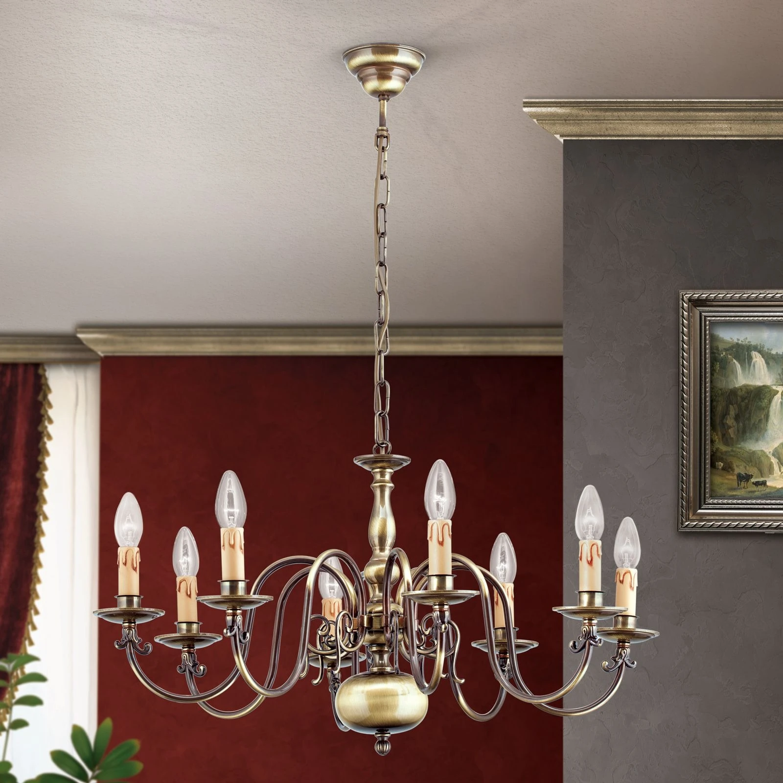 Luster FLÄMISCH, 8 izvora svetla, patina