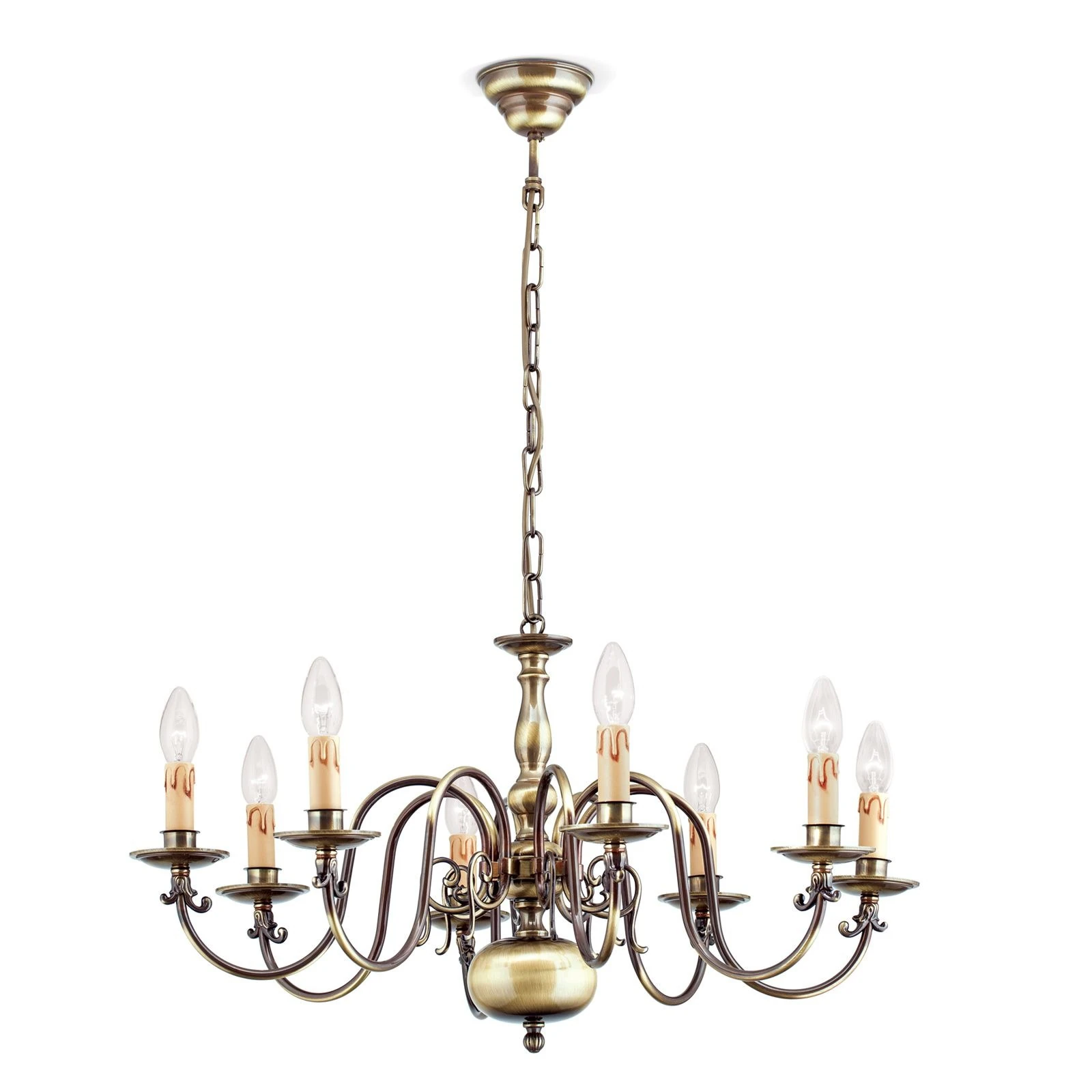 Luster FLÄMISCH, 8 izvora svetla, patina - 4