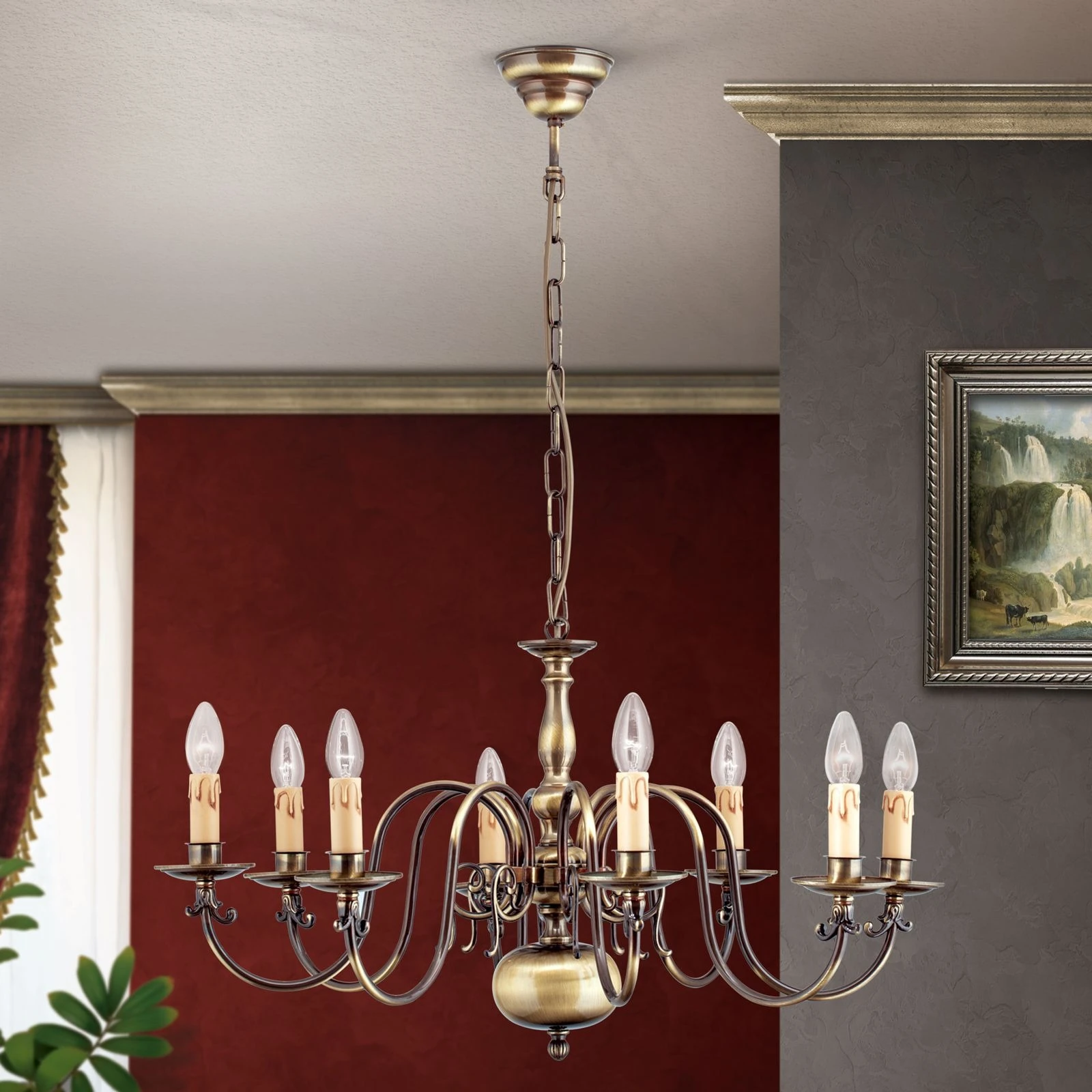 Luster FLÄMISCH, 8 izvora svetla, patina - 5