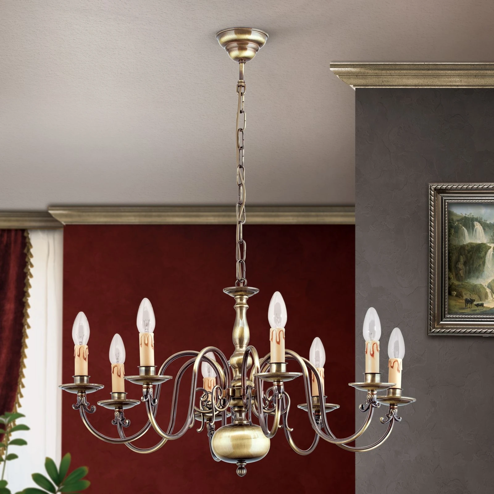 Luster FLÄMISCH, 8 izvora svetla, patina - 6