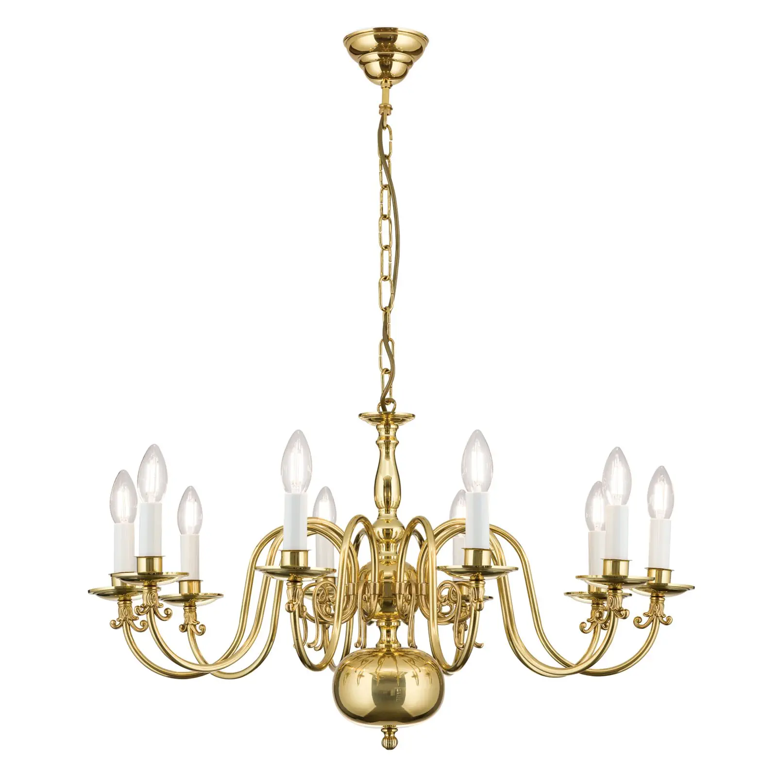 Luster FLÄMISCH, 10 izvora svetla, sjajni mesing - 4