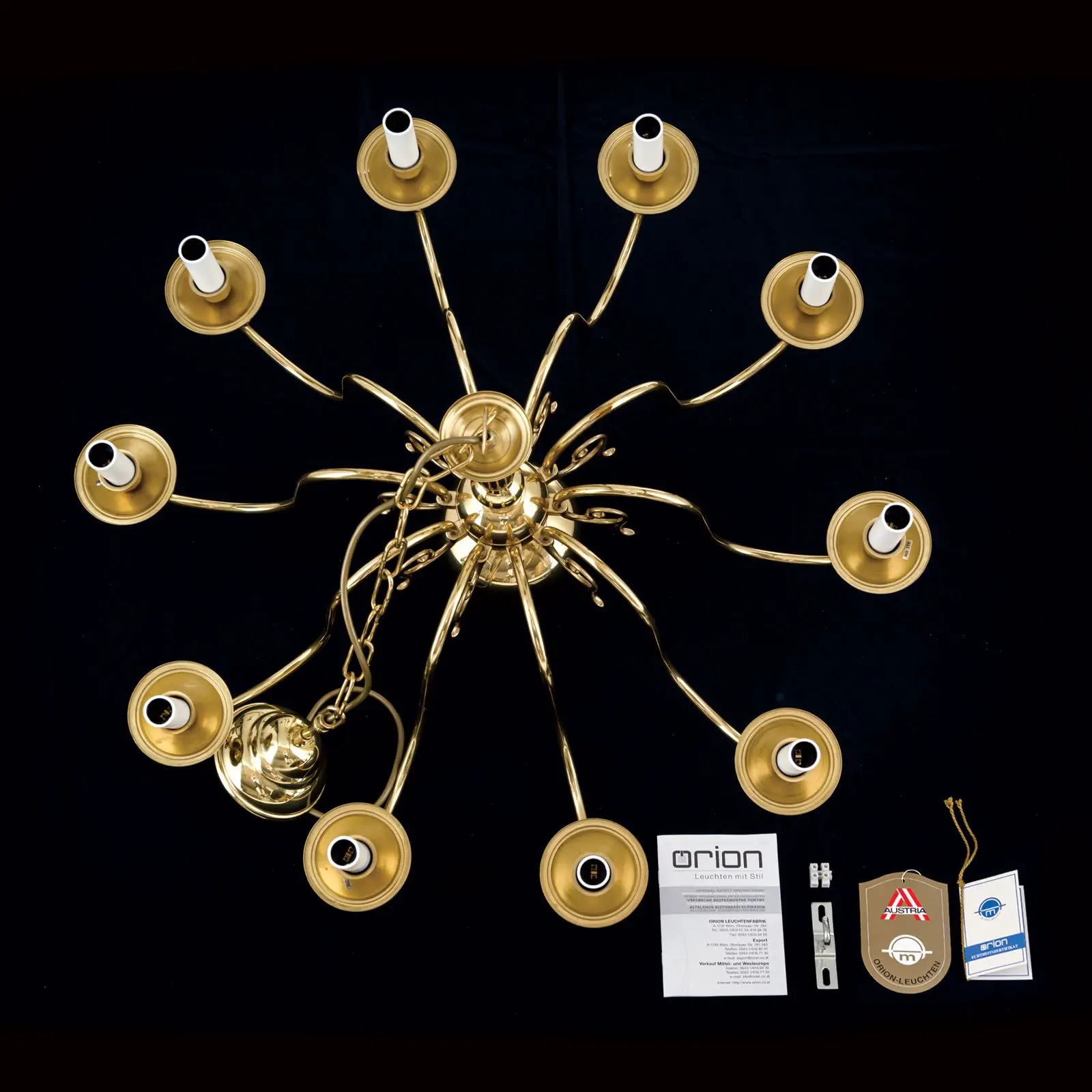 Luster FLÄMISCH, 10 izvora svetla, sjajni mesing - 8