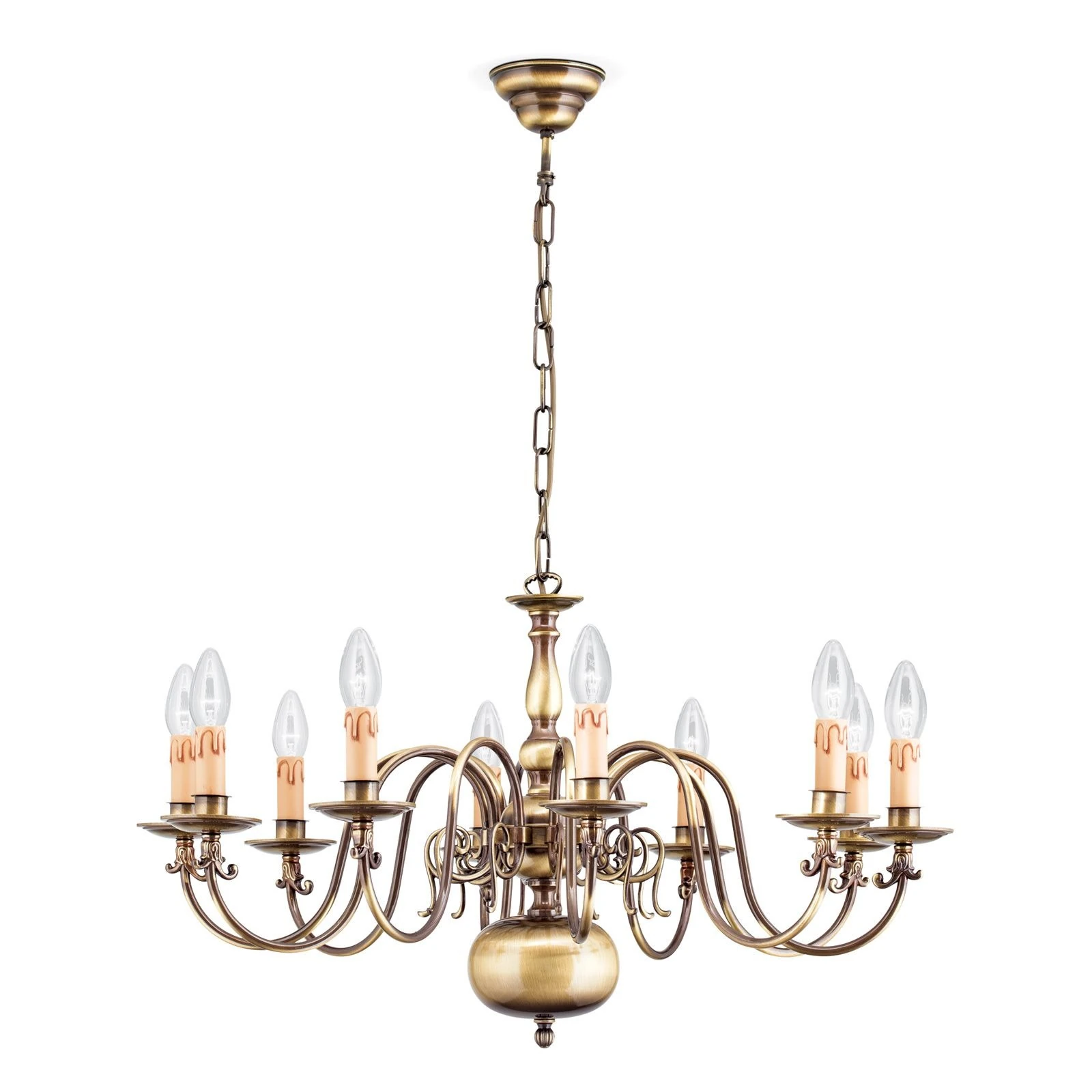 Luster FLÄMISCH, 10 izvora svetla, patina - 5