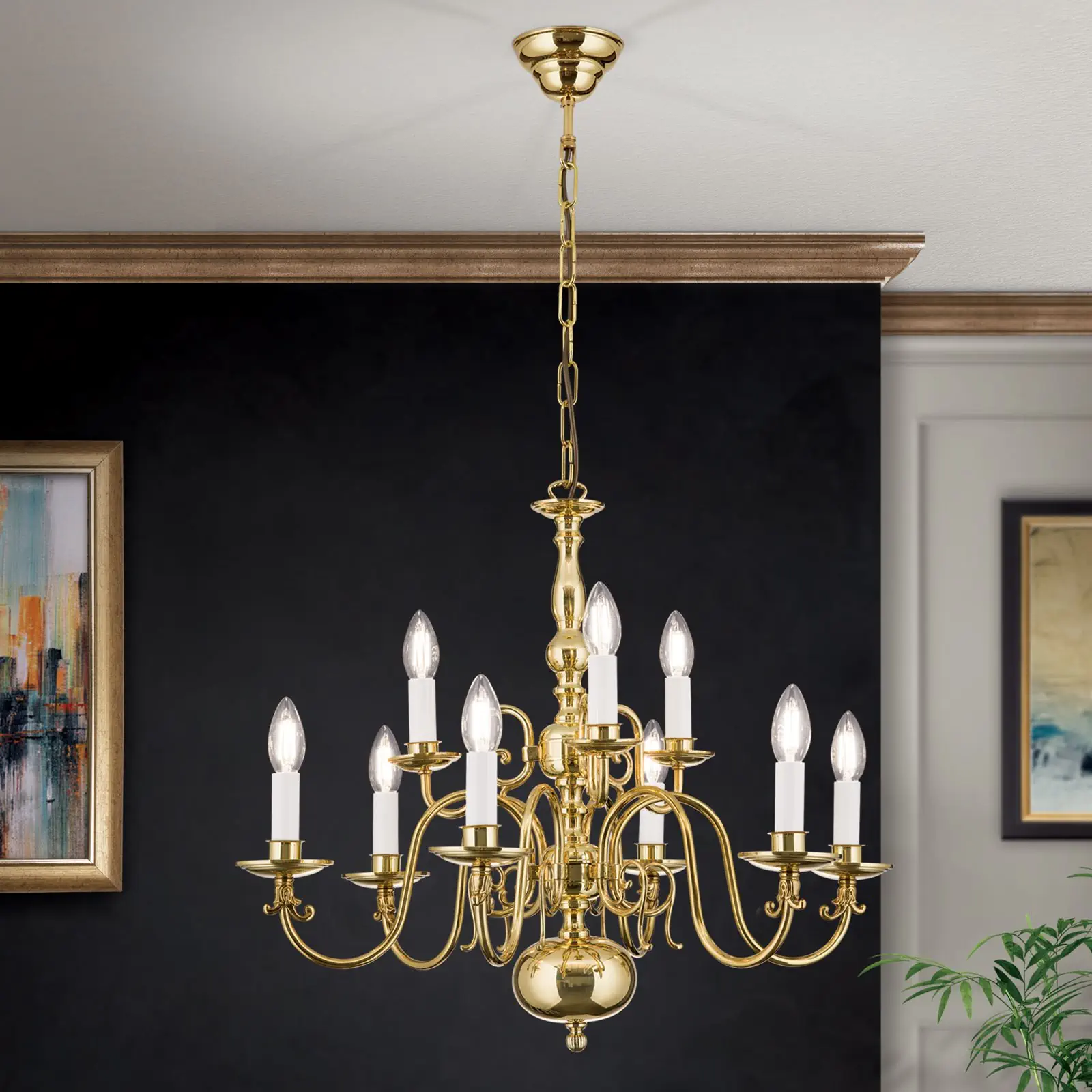 Luster FLÄMISCH, 9 izvora svetla, sjajni mesing