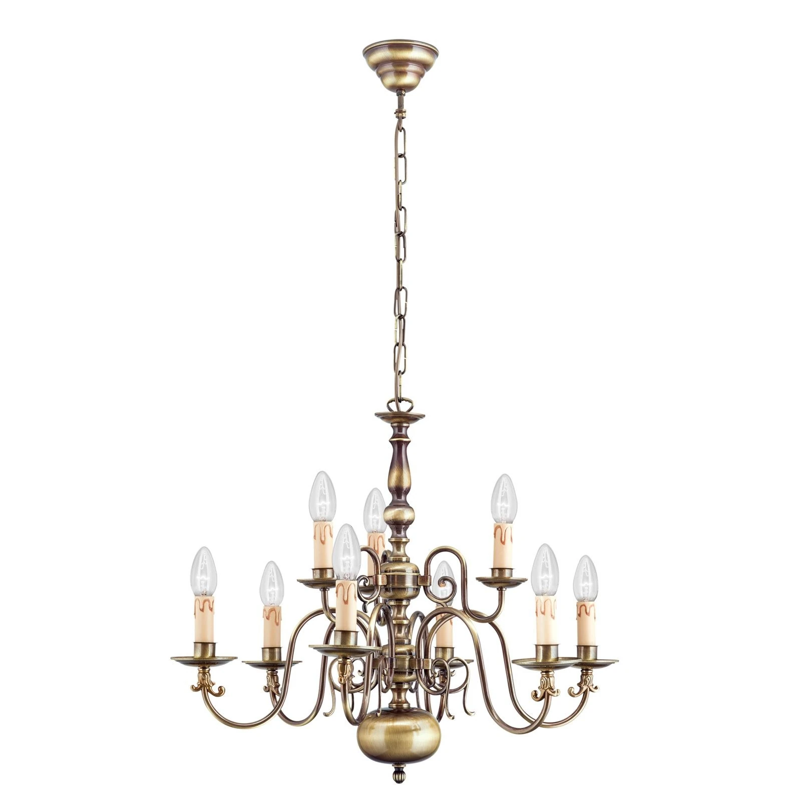 Luster FLÄMISCH, 9 izvora svetla, patina - 5