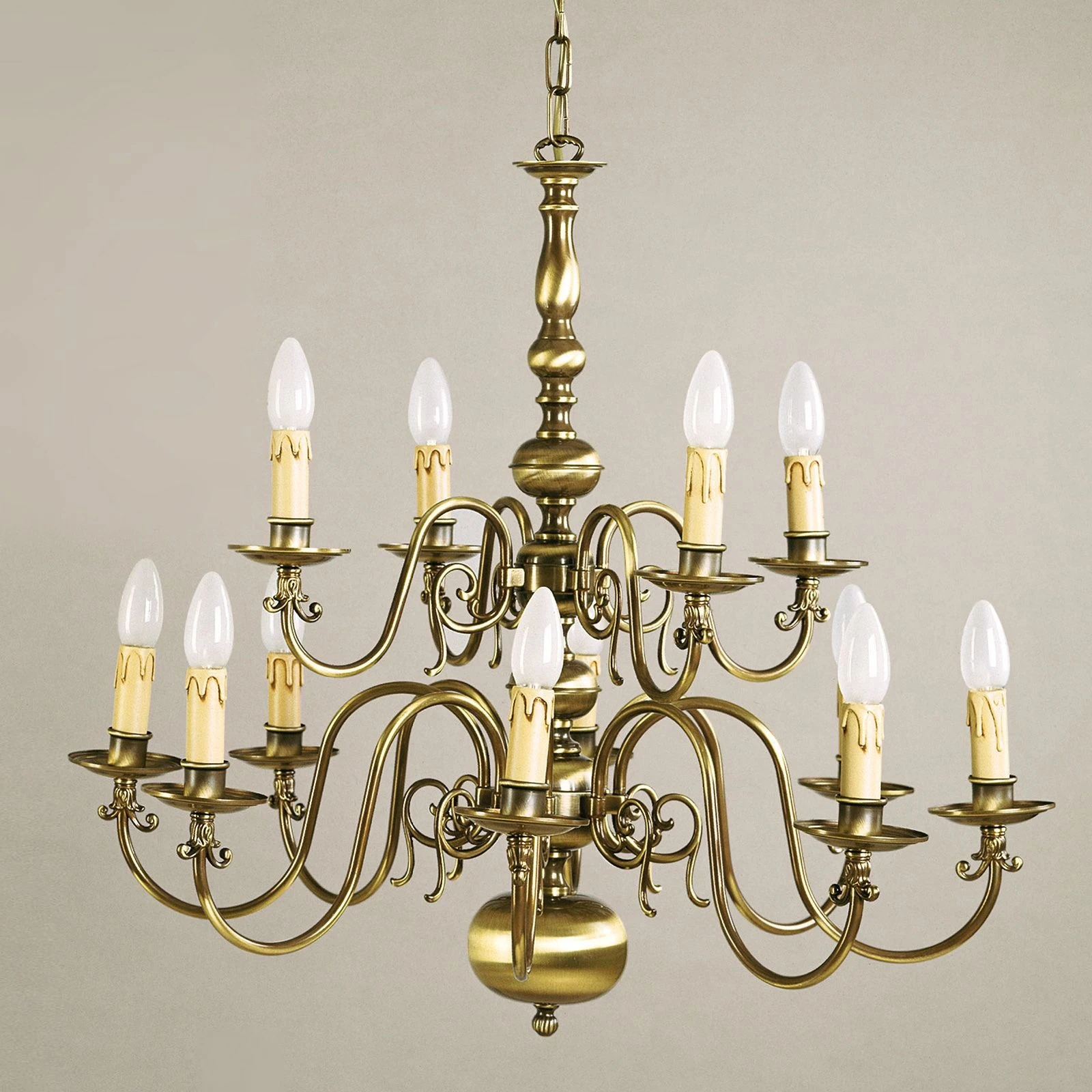 Luster FLÄMISCH, 12 izvora svetla, patina