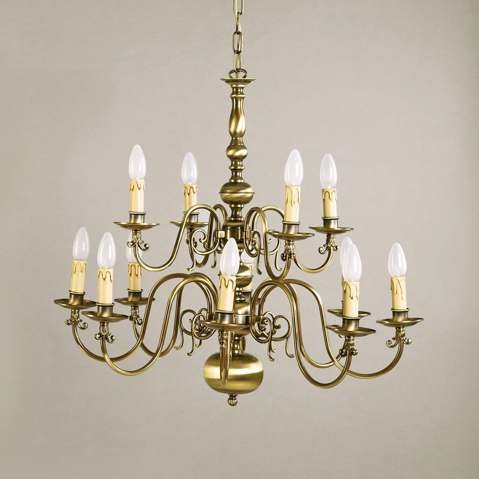 Luster FLÄMISCH, 12 izvora svetla, patina - 4