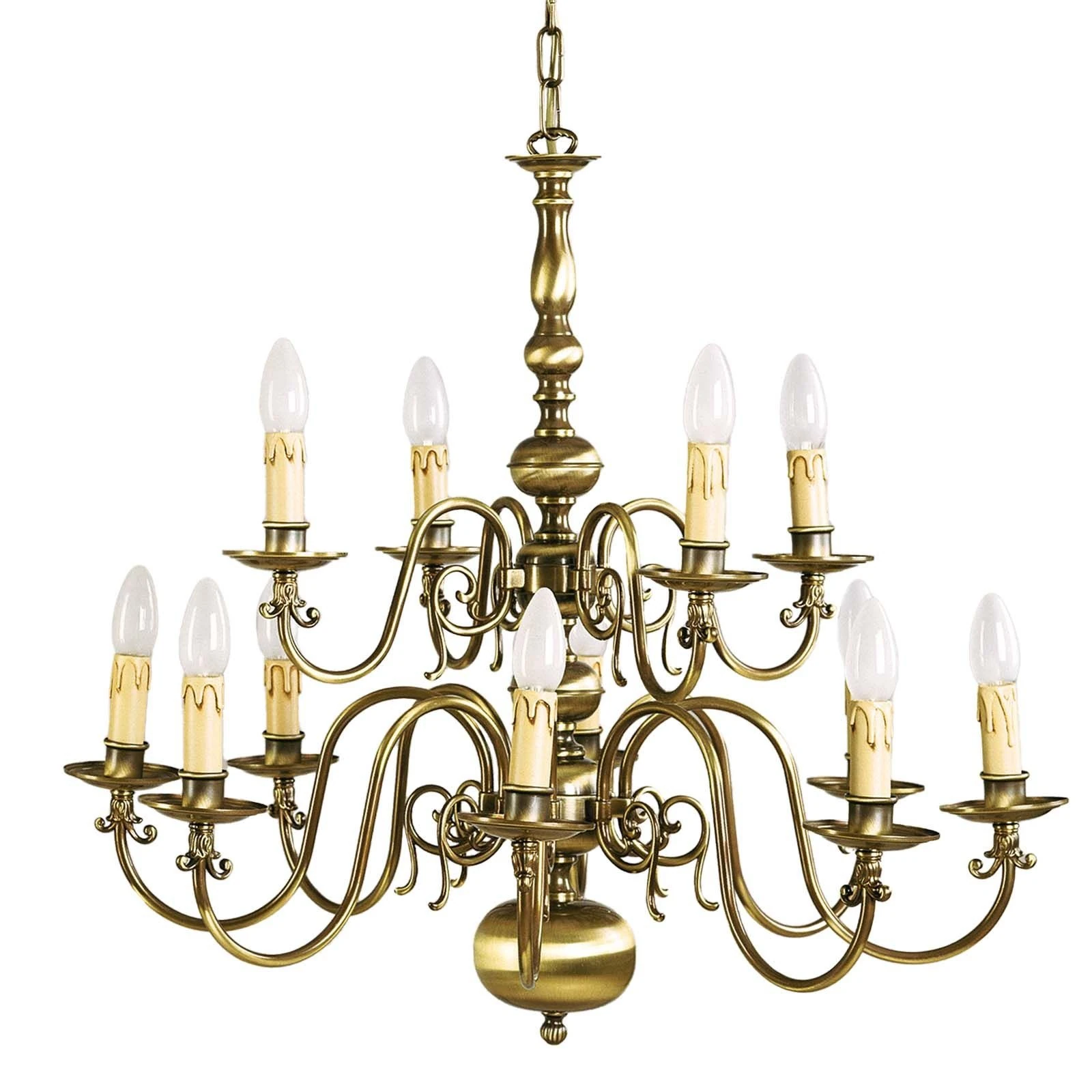 Luster FLÄMISCH, 12 izvora svetla, patina - 5