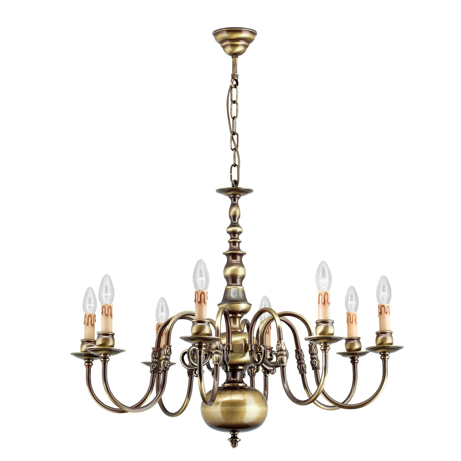 Luster FLÄMISCH, 8 izvora svetla, patina, bez orla - 4