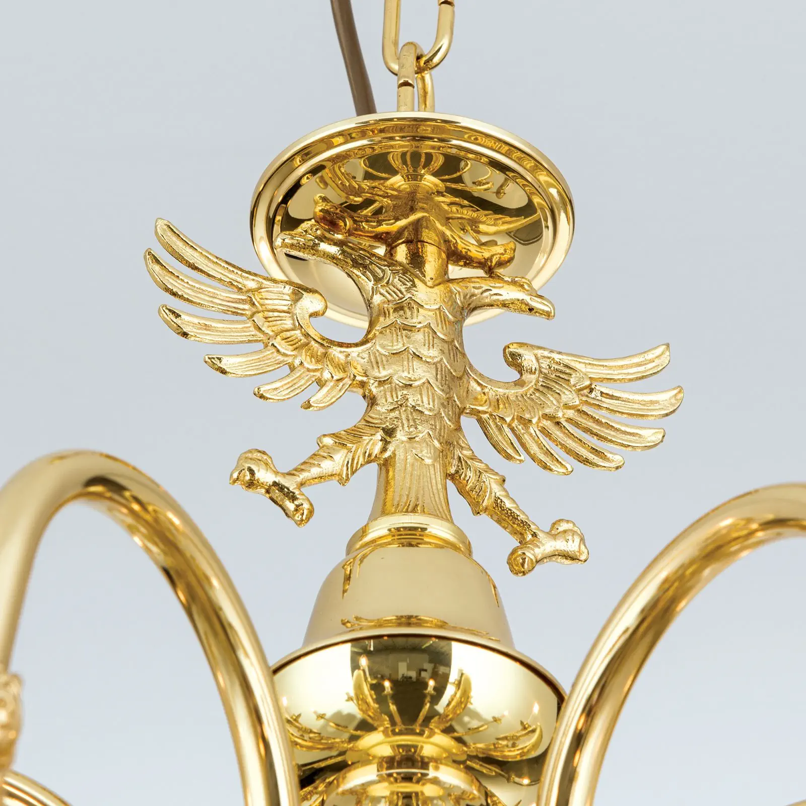 Luster FLÄMISCH, 12+6 izvora svetla, sjajni mesing, sa orlom - 5