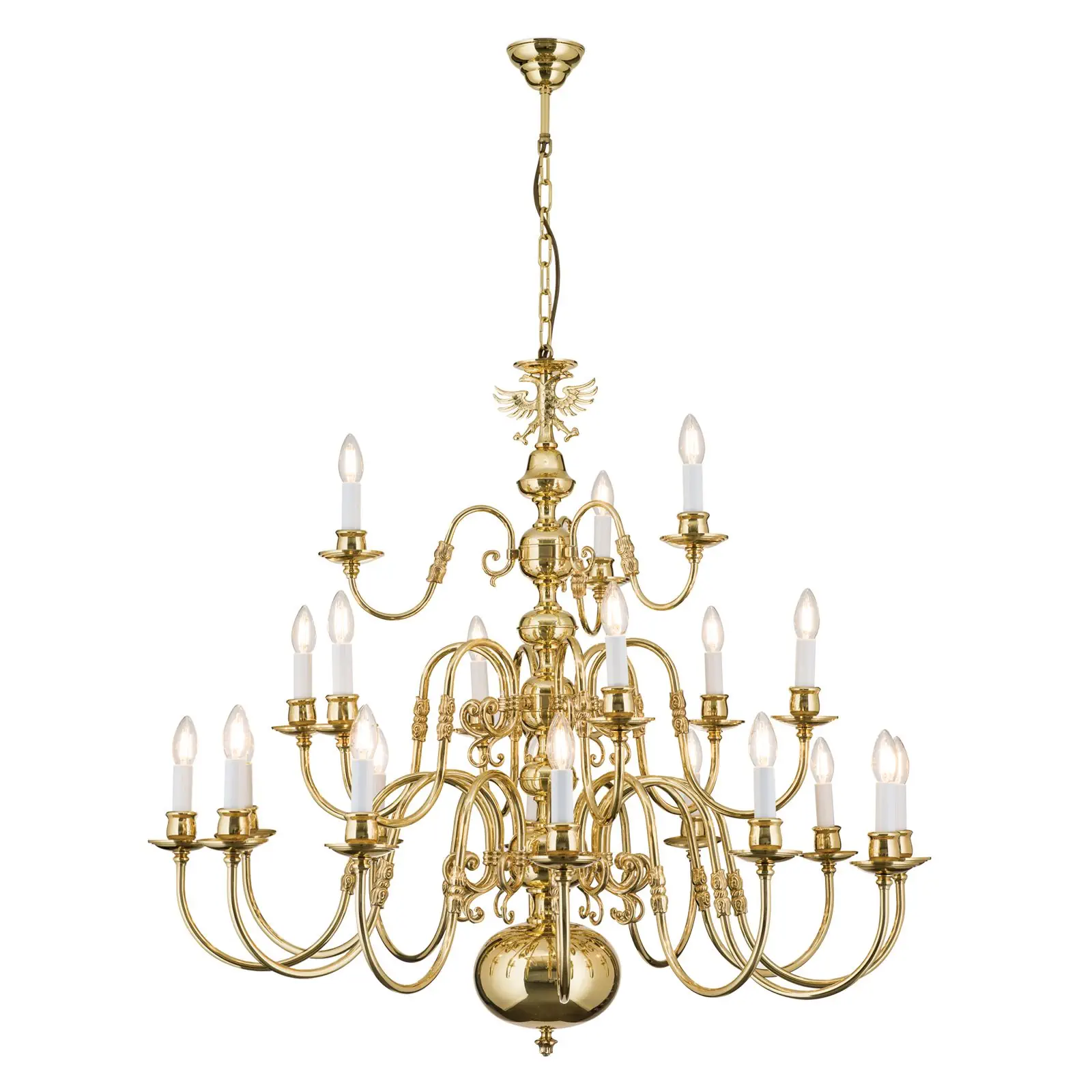 Luster FLÄMISCH, 12+6+3 izvora svetla, sjajni mesing, sa orlom - 4