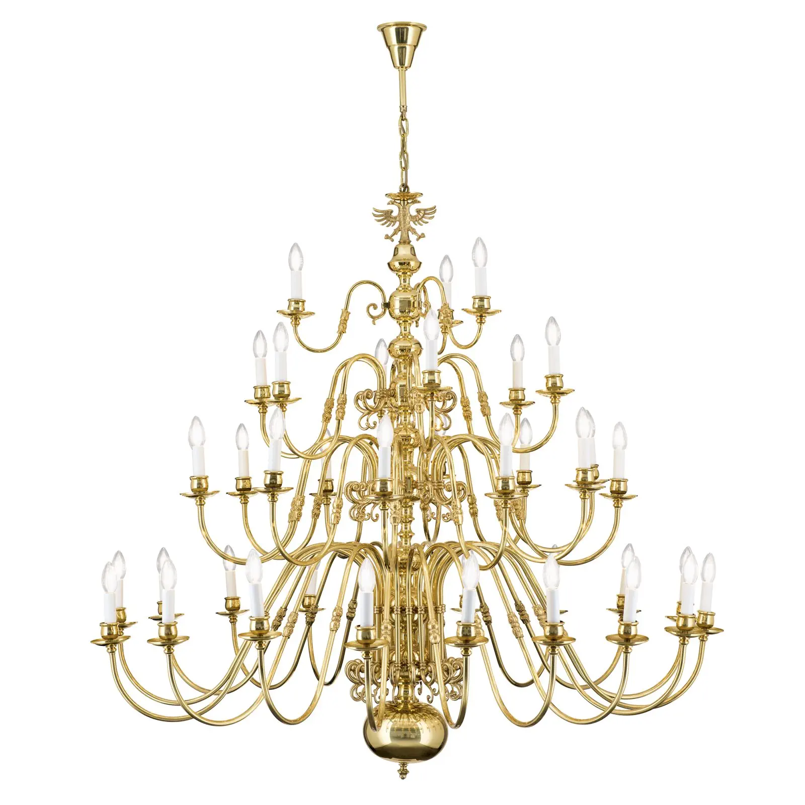 Luster FLÄMISCH, 18+12+6+3 izvora svetla, sjajni mesing, sa orlom - 4