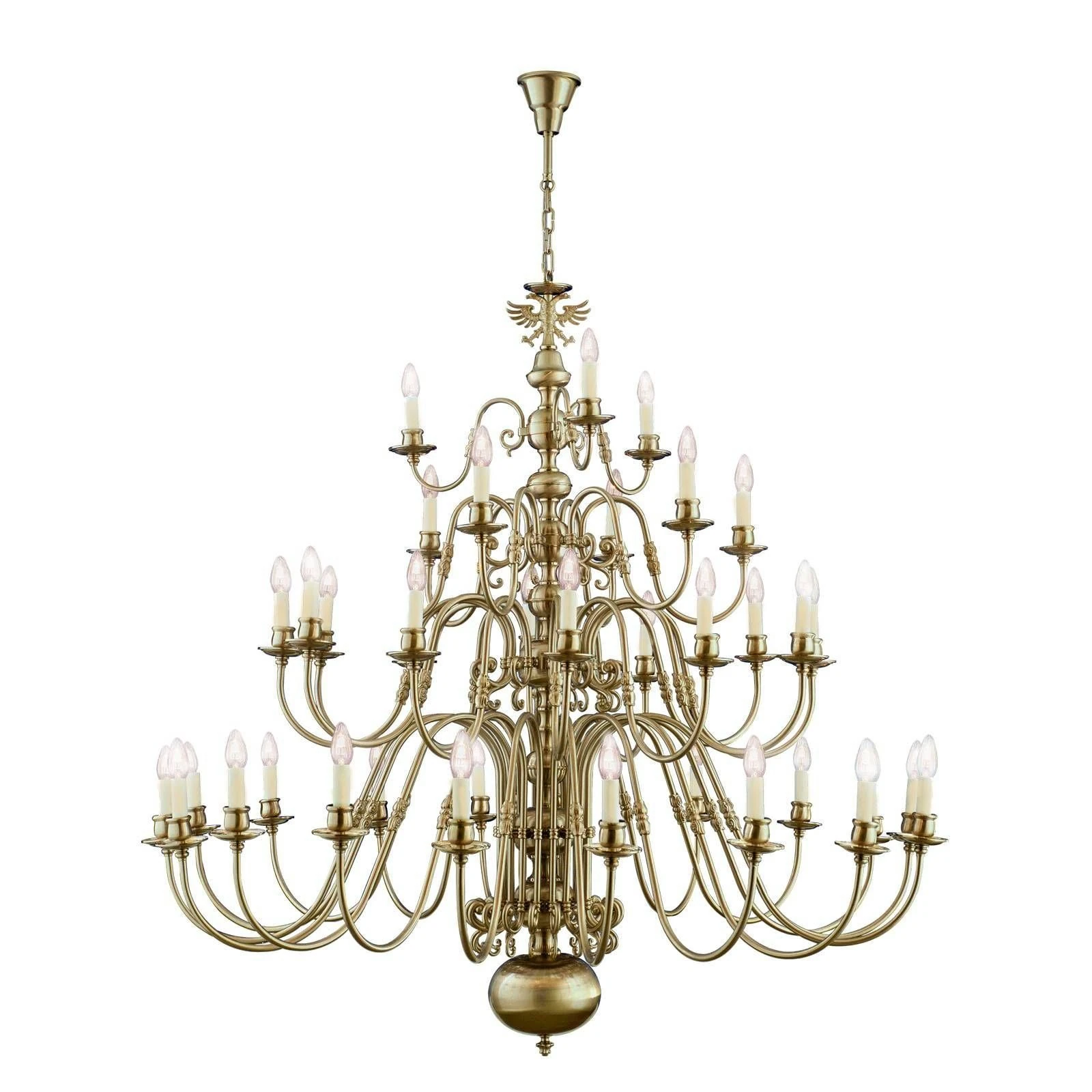 Luster FLÄMISCH, 18+12+6+3 izvora svetla, patina, sa orlom - 5