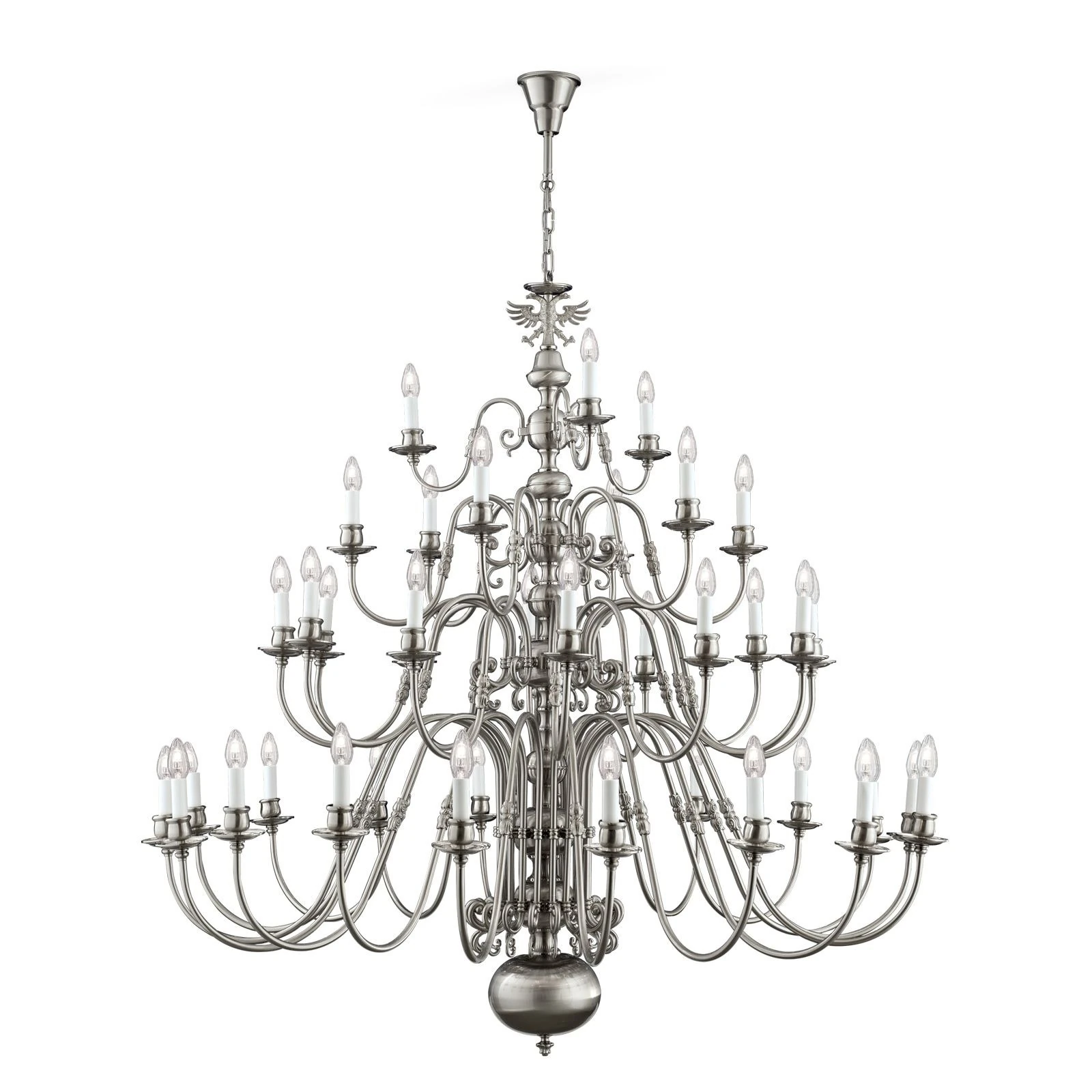 Luster FLÄMISCH, 18+12+6+3 izvora svetla, satinirani hrom, sa orlom - 4