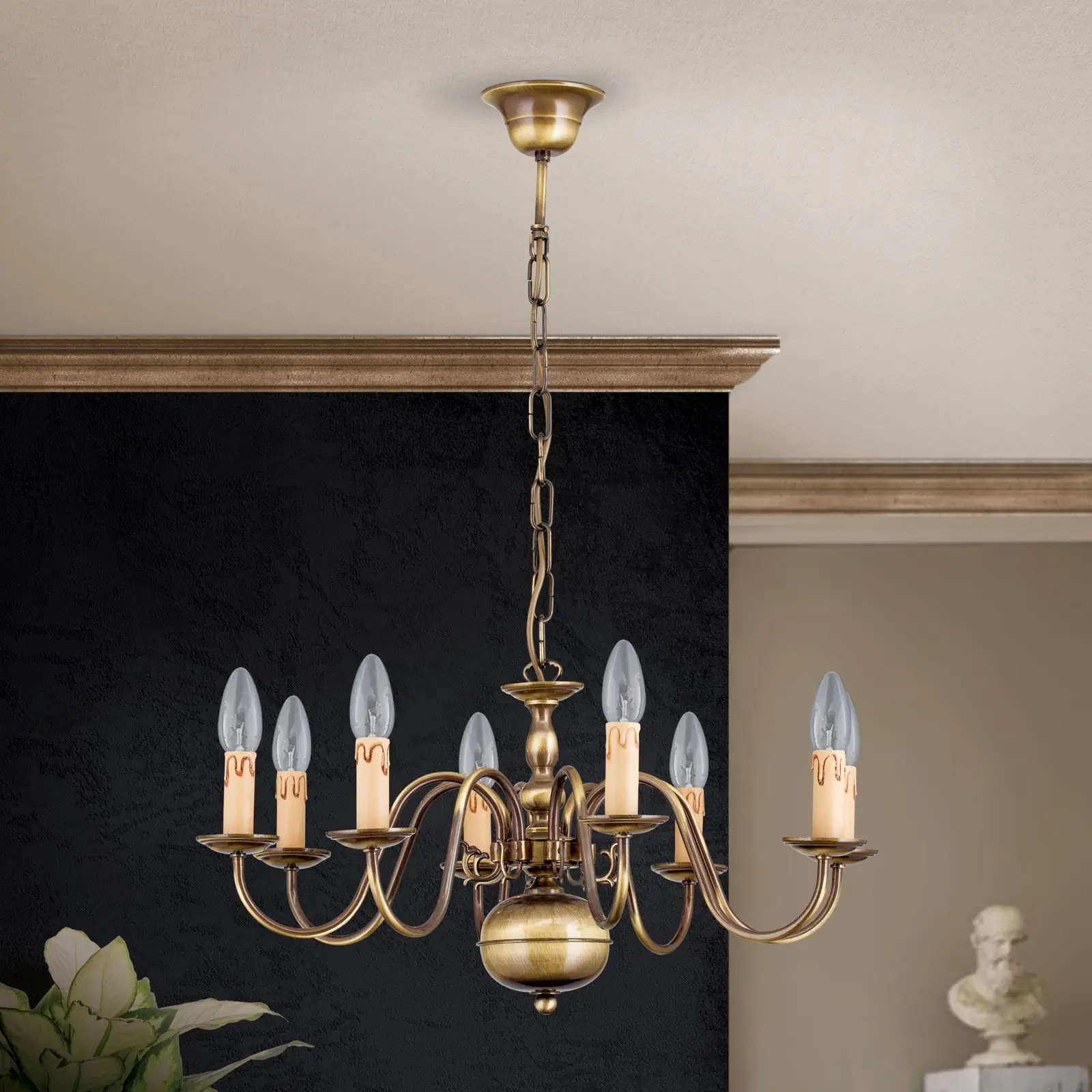 Luster FLÄMISCH, 8 izvora svetla, patina - 2