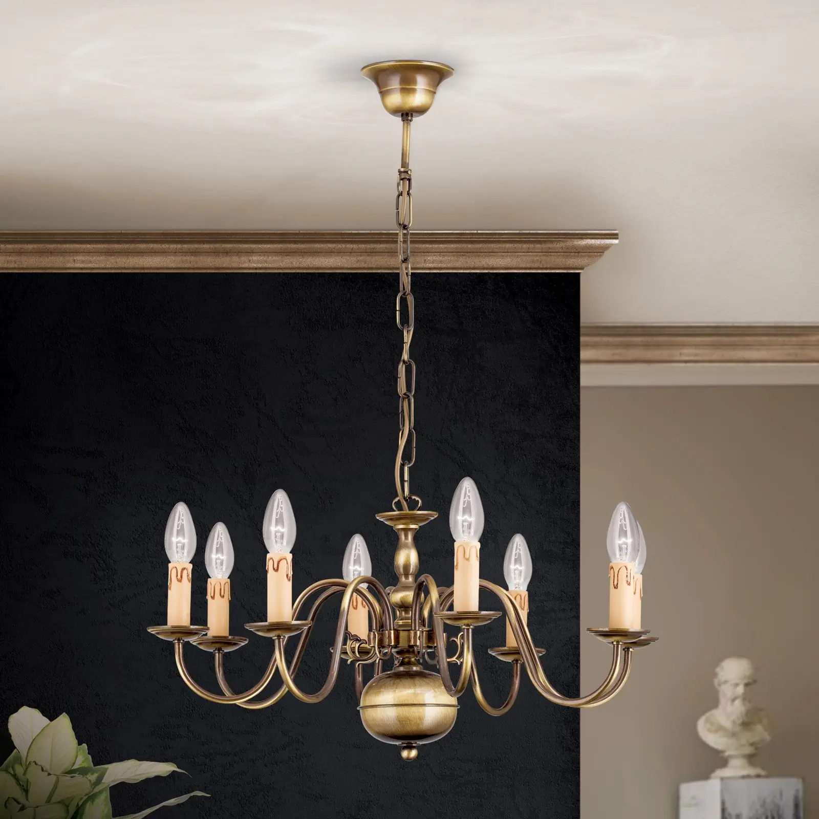 Luster FLÄMISCH, 8 izvora svetla, patina - 6