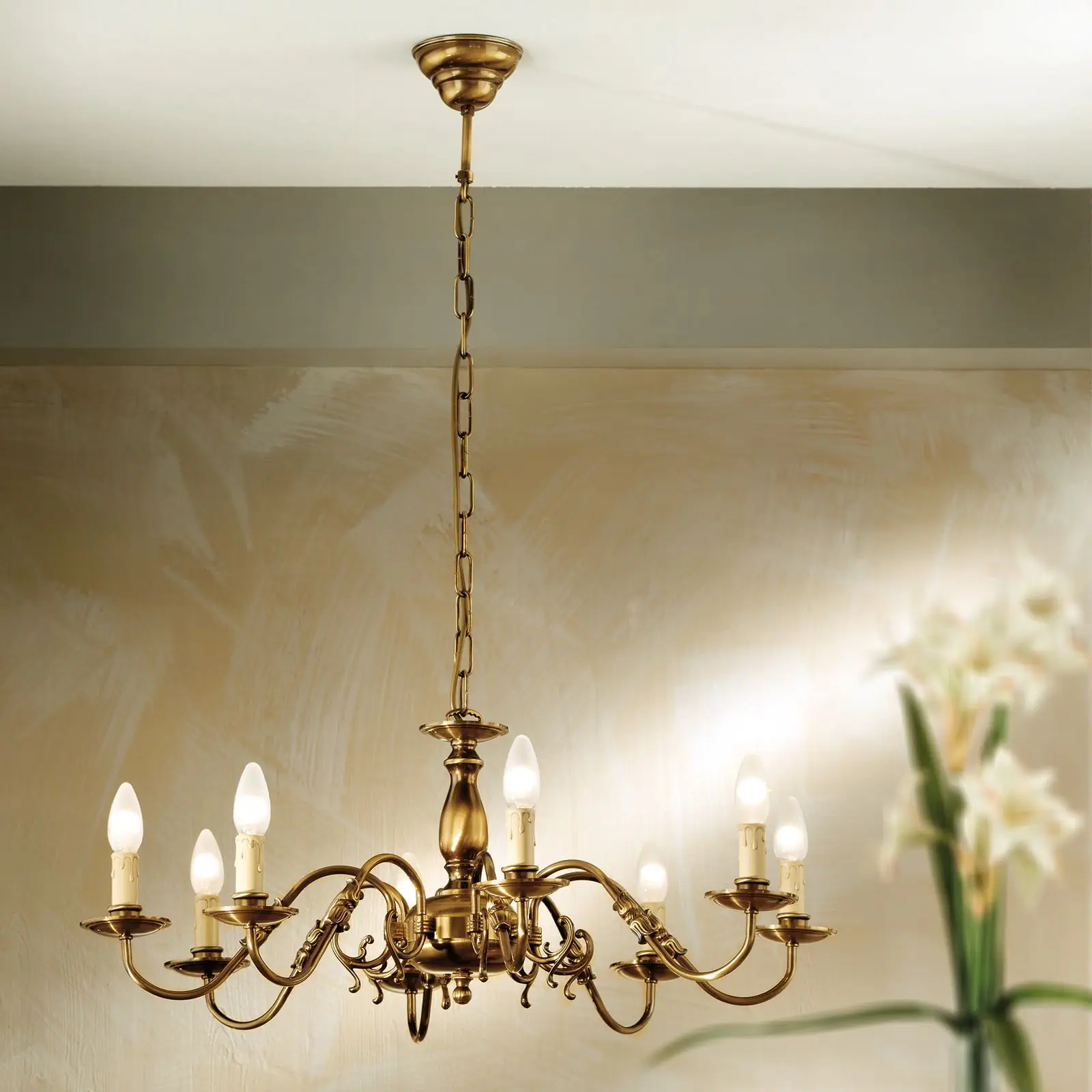 Luster FLÄMISCH, 8 izvora svetla, patina - 4