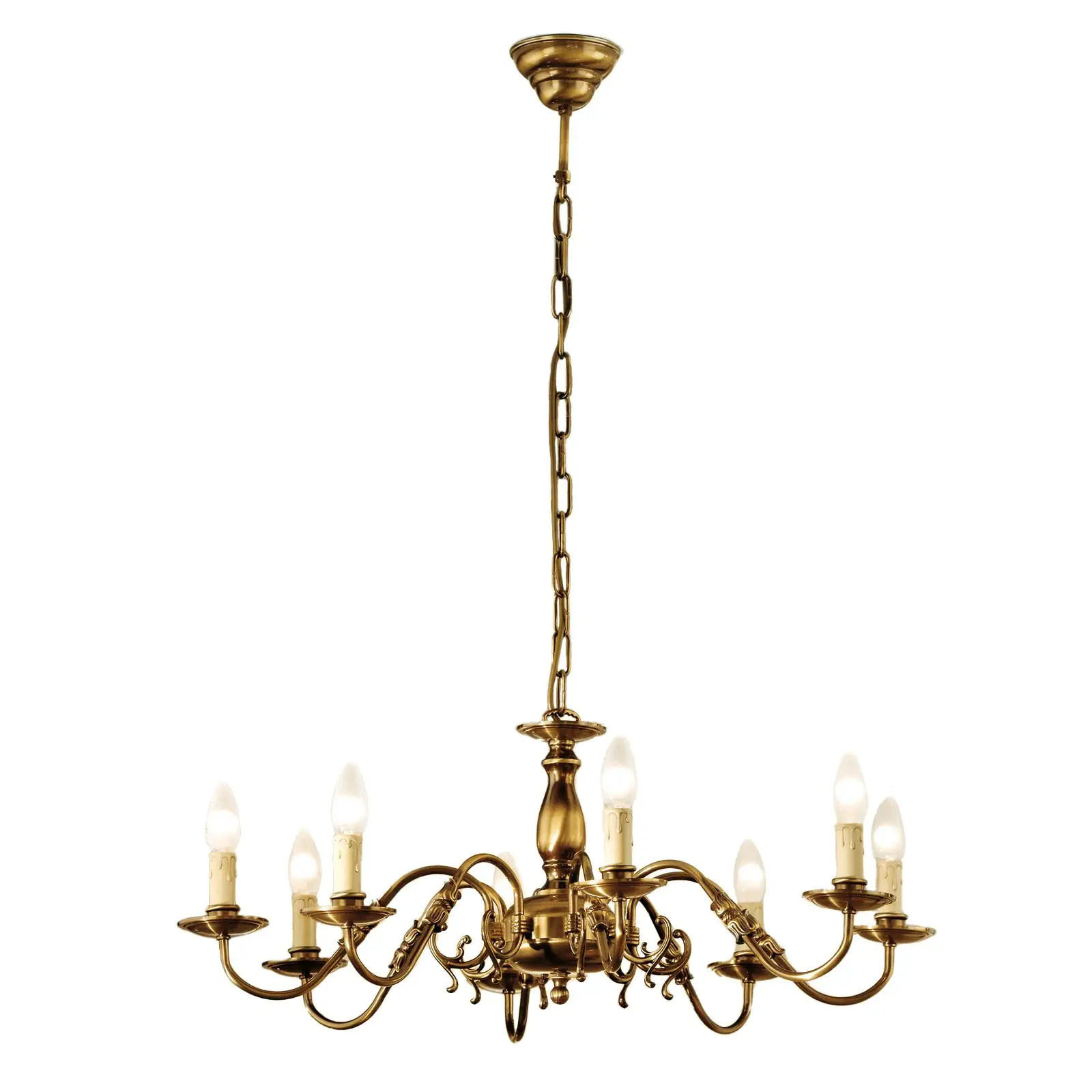 Luster FLÄMISCH, 8 izvora svetla, patina - 5