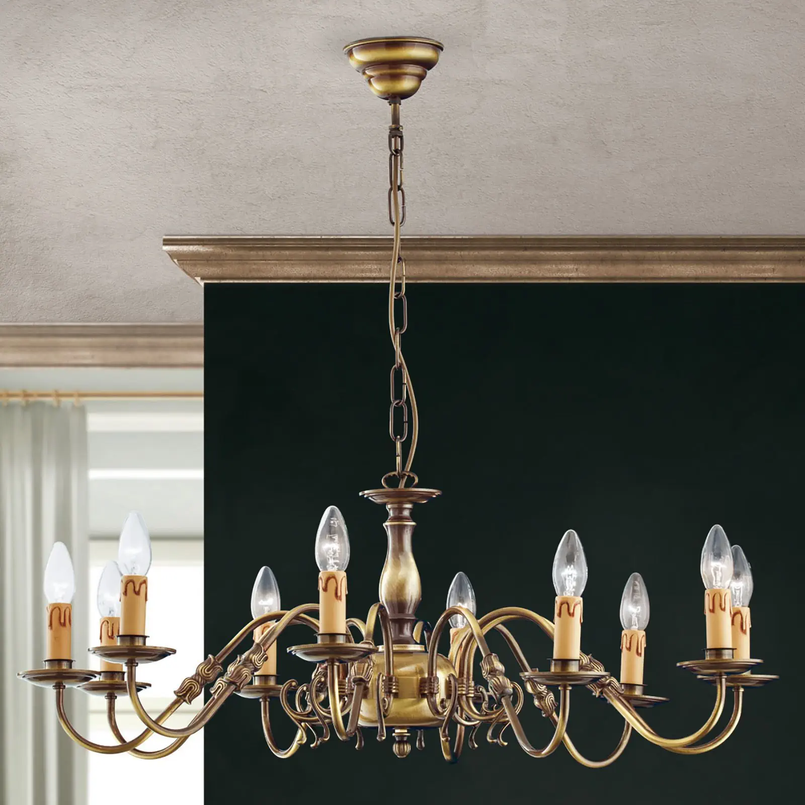 Luster FLÄMISCH, 10 izvora svetla, patina