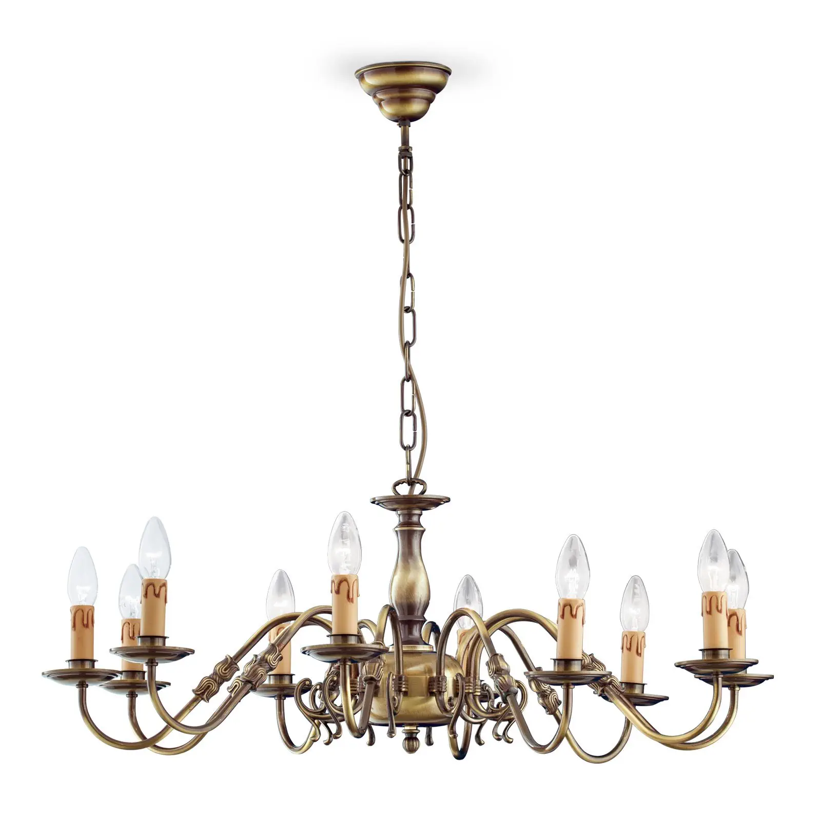 Luster FLÄMISCH, 10 izvora svetla, patina - 7