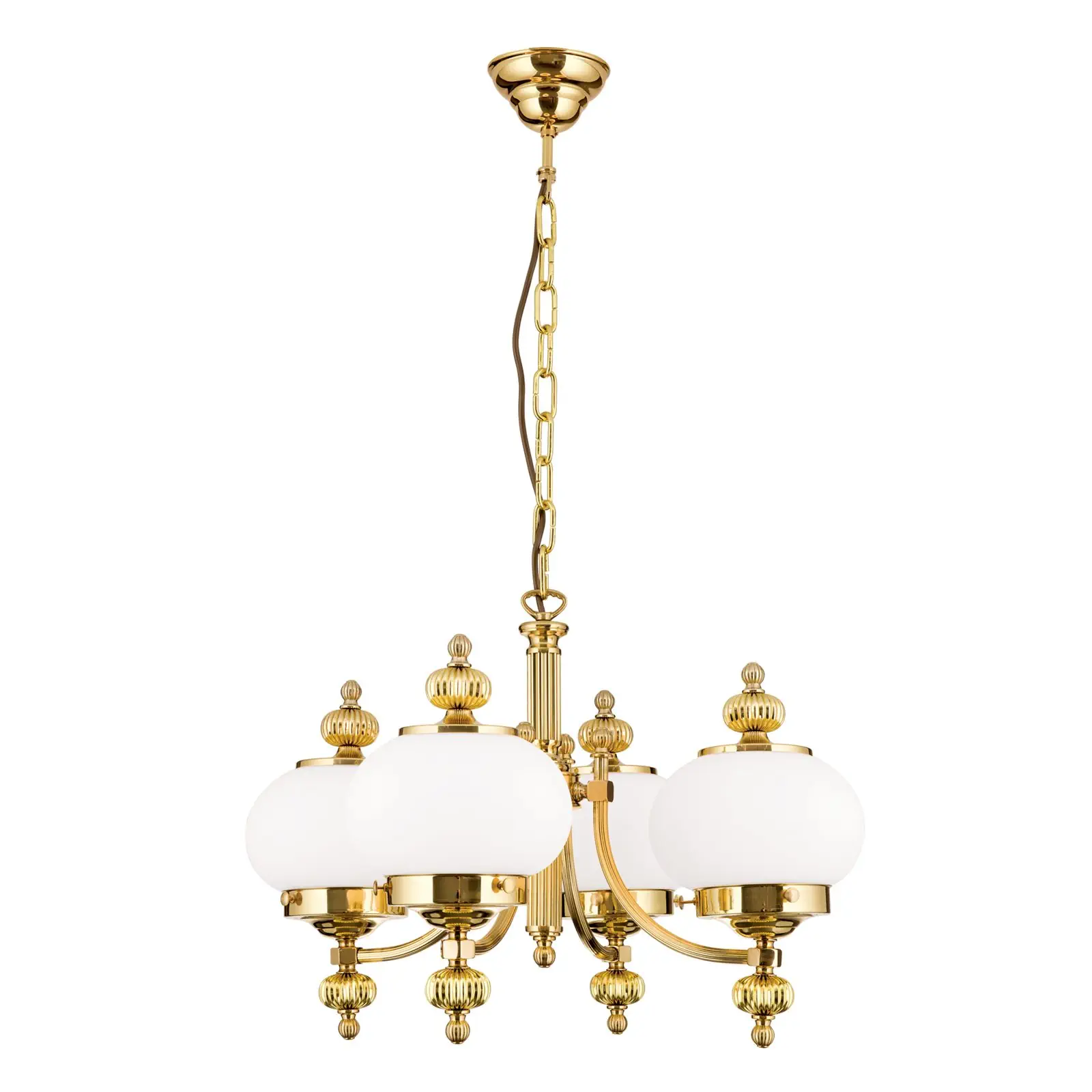 Luster WIENER NOSTALGIE, 4 izvora svetla, sjajni mesing, sa opal mat staklom, usmeren nagore - 4