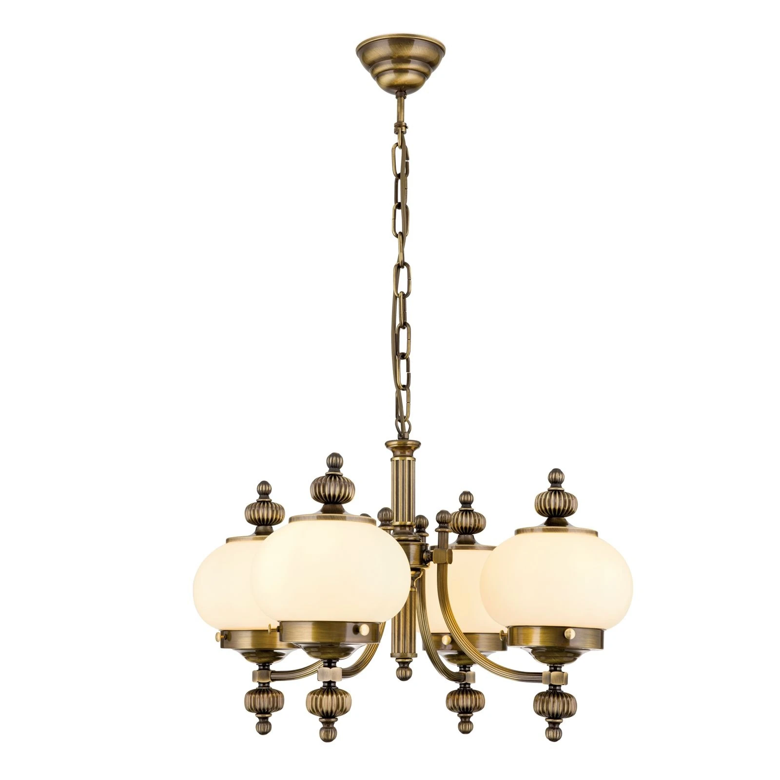 Luster WIENER NOSTALGIE, 4 svetla, nagore, antik mesing, šampanj mat staklo - 4