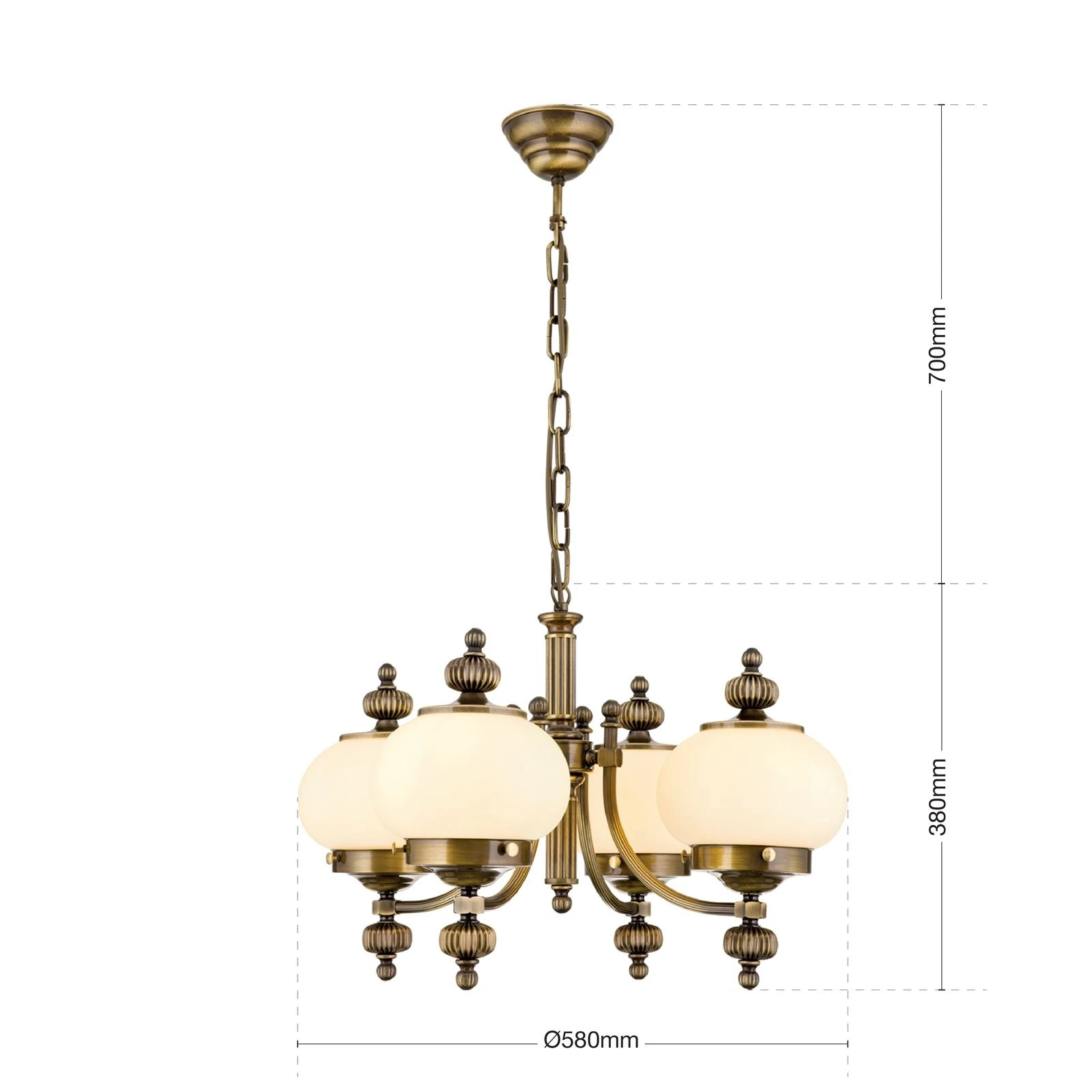 Luster WIENER NOSTALGIE, 4 svetla, nagore, antik mesing, šampanj mat staklo - 7