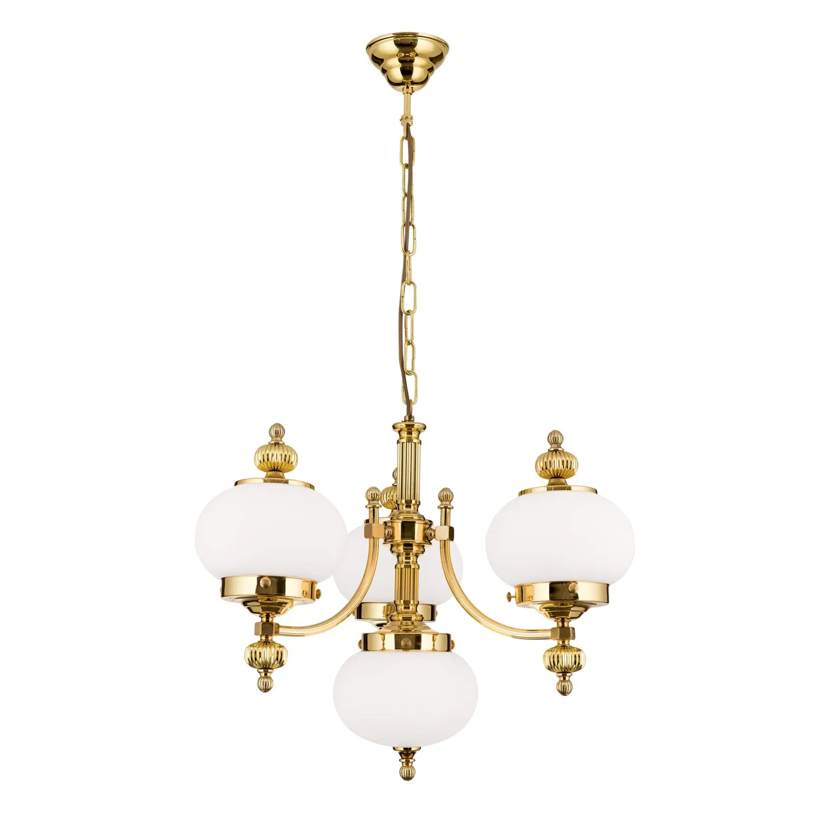 Luster WIENER NOSTALGIE, 3+1 izvora svetla, sjajni mesing, sa opal mat staklom, usmeren nagore - 4