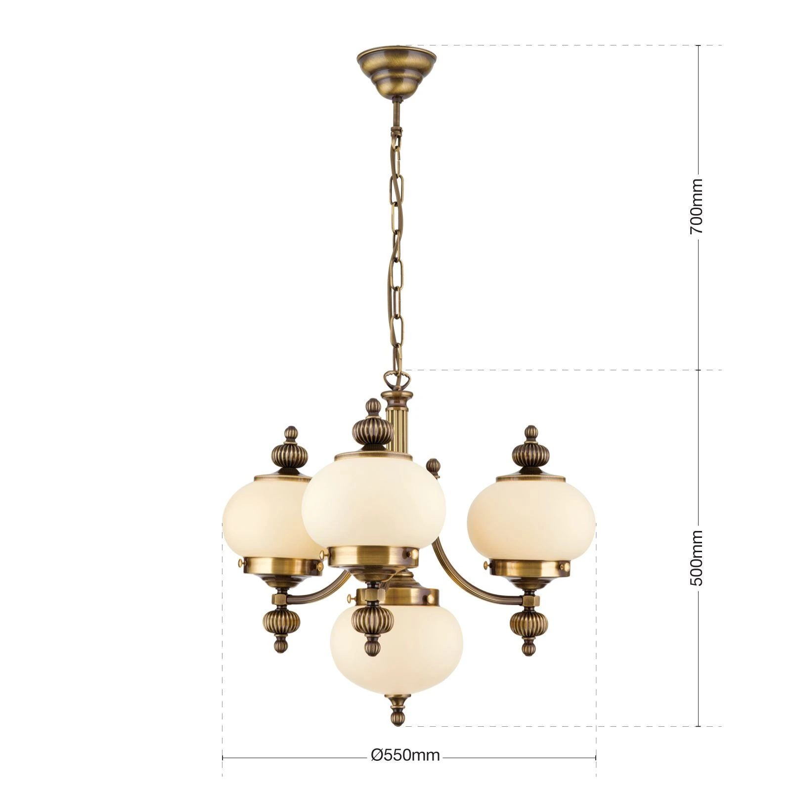 Luster WIENER NOSTALGIE, 3+1 izvora svetla, nagore, antik mesing, šampanj mat staklo - 7