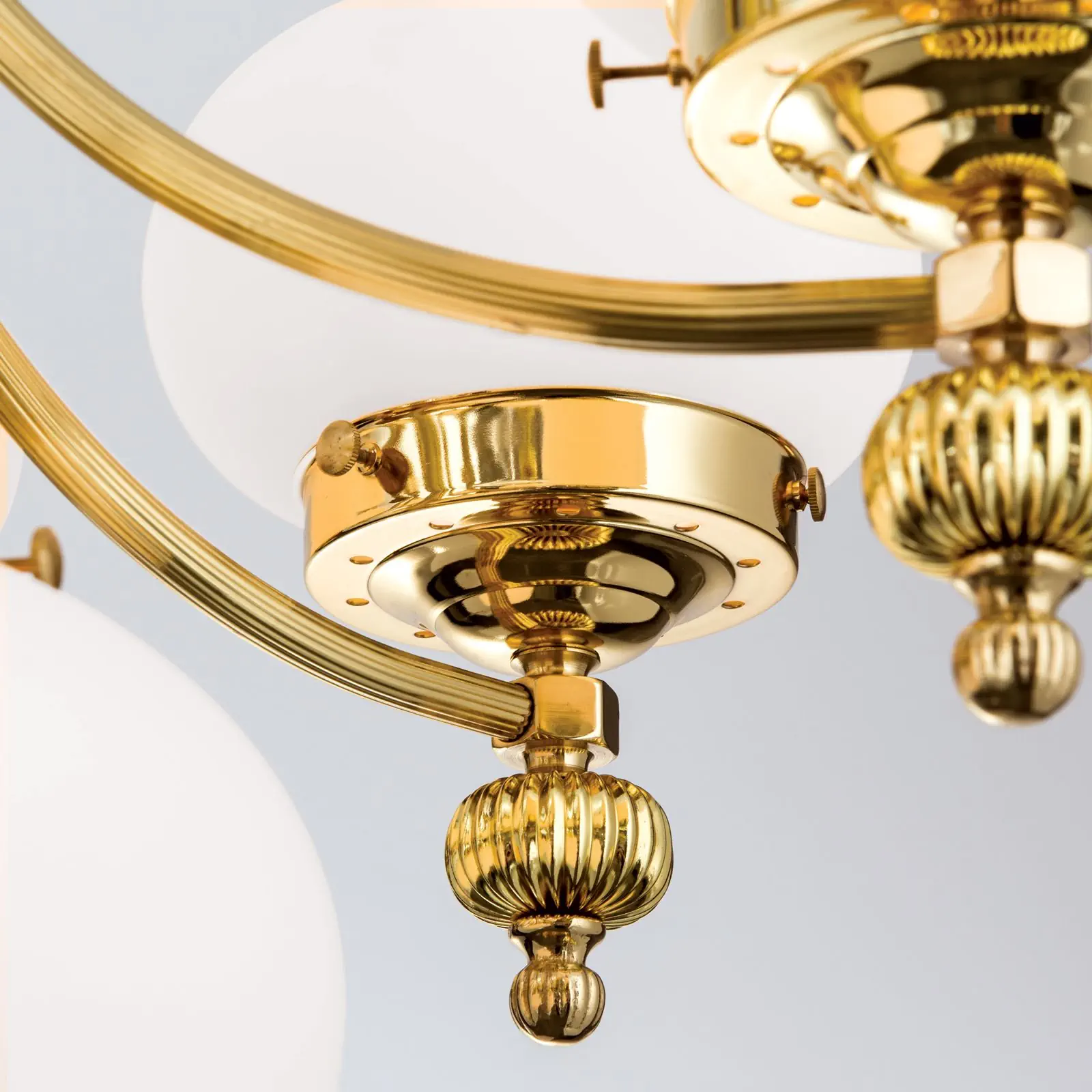 Luster WIENER NOSTALGIE, 7+1 izvora svetla, sjajni mesing, sa opal mat staklom, usmeren nagore - 5