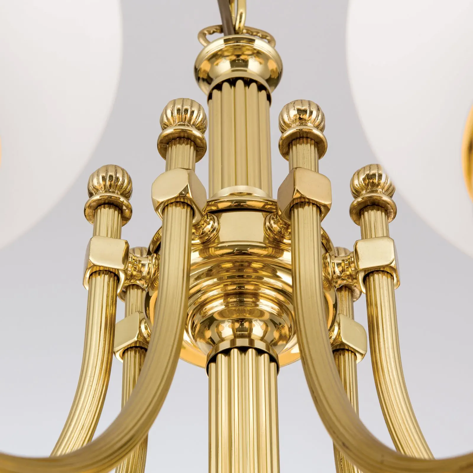 Luster WIENER NOSTALGIE, 7+1 izvora svetla, sjajni mesing, sa opal mat staklom, usmeren nagore - 6