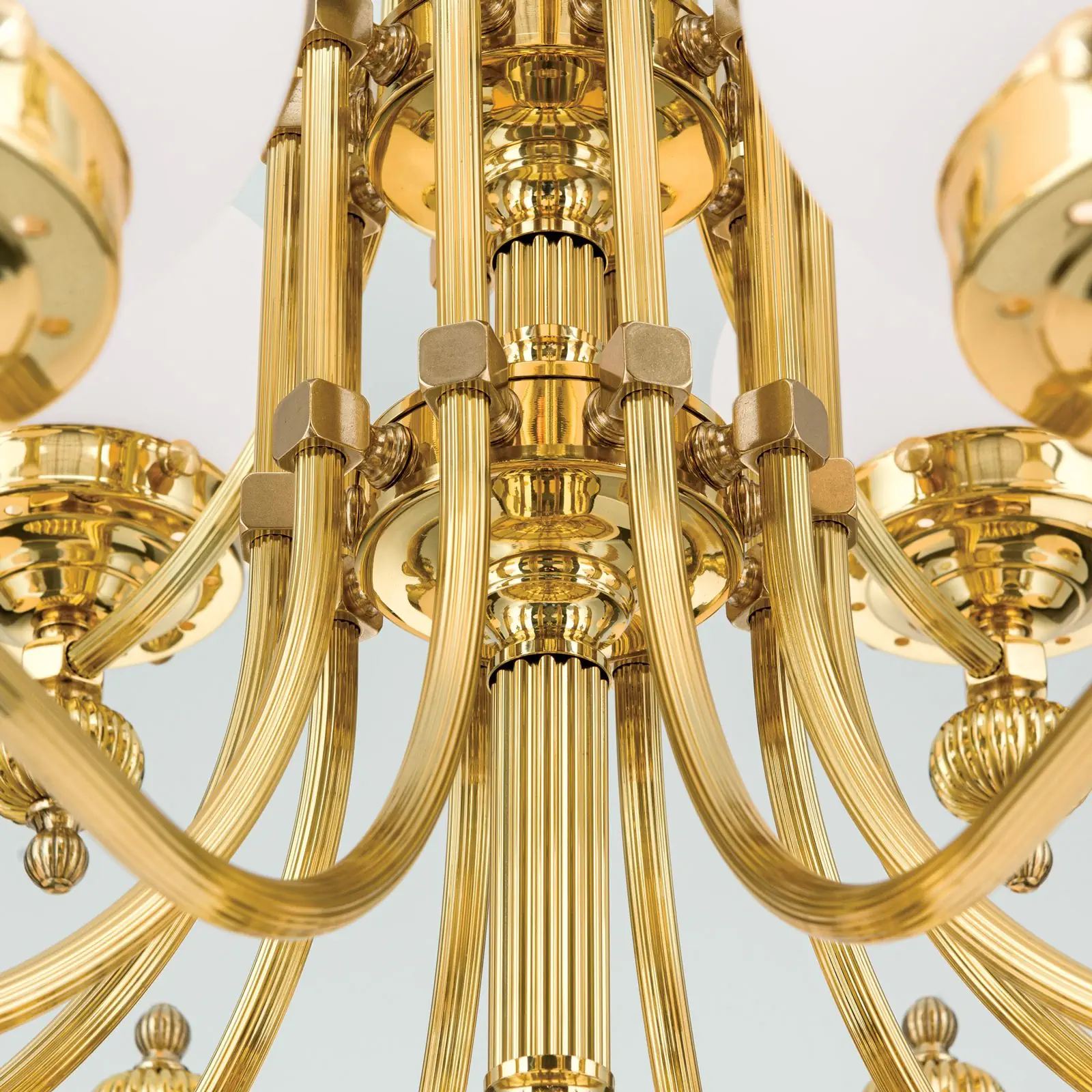 Luster WIENER NOSTALGIE, 16 izvora svetla, sjajni mesing, sa opal mat staklom, usmeren nagore - 5