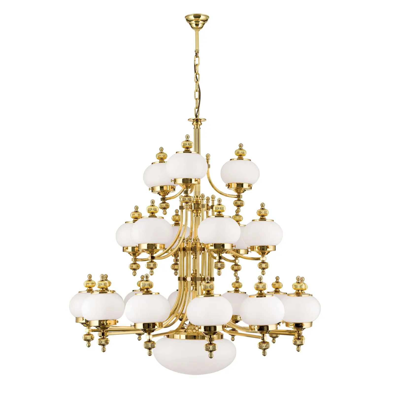 Luster WIENER NOSTALGIE, 22 izvora svetla, sjajni mesing, sa opal mat staklom, usmeren nagore - 4