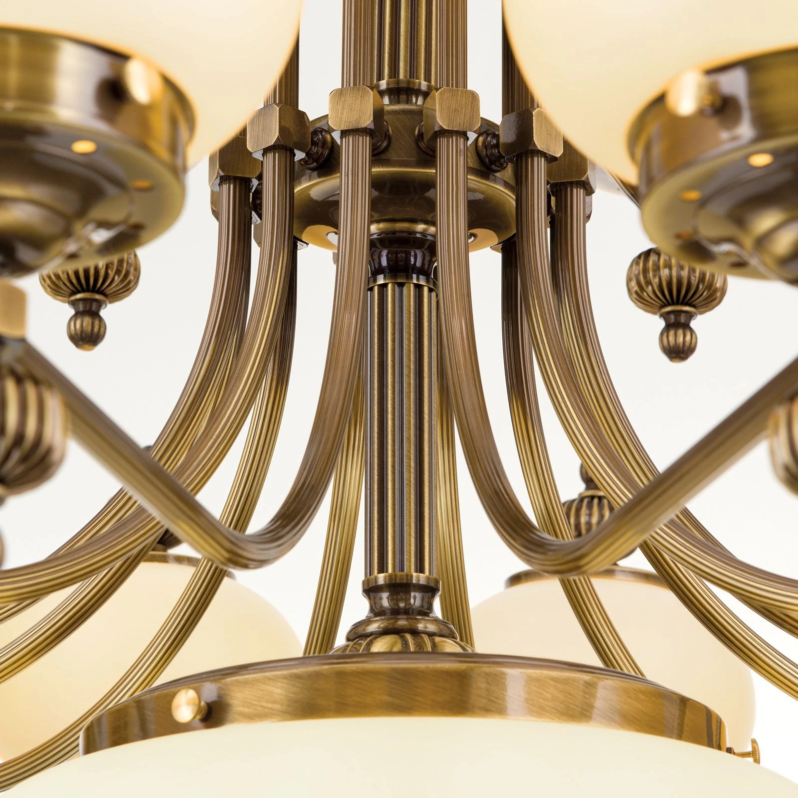 Luster WIENER NOSTALGIE, 12+6+3+1 izvora svetla, nagore, antik mesing, šampanj mat staklo - 5