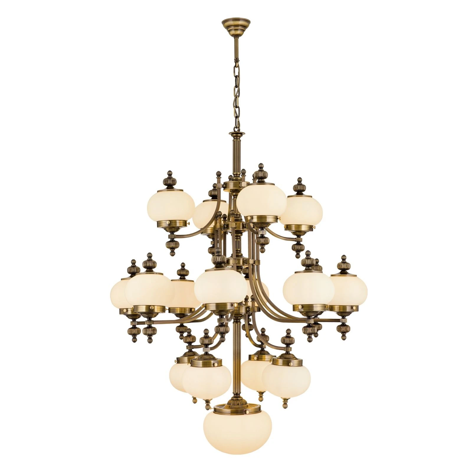 Luster WIENER NOSTALGIE, 4+8+4+1 izvora svetla, nagore, antik mesing, šampanj mat staklo - 4