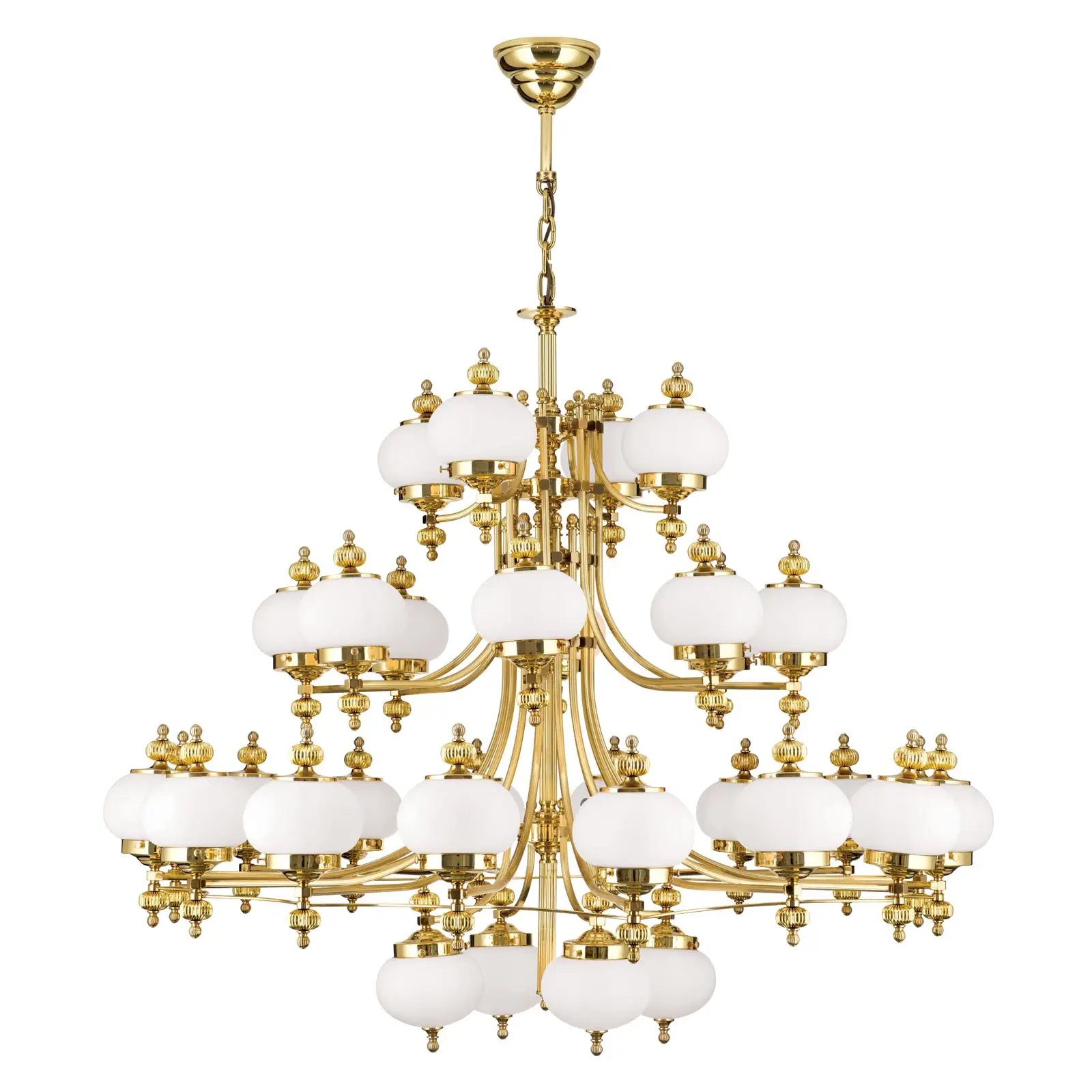 Luster WIENER NOSTALGIE, 32 izvora svetla, sjajni mesing, sa opal mat staklom, usmeren nagore - 4