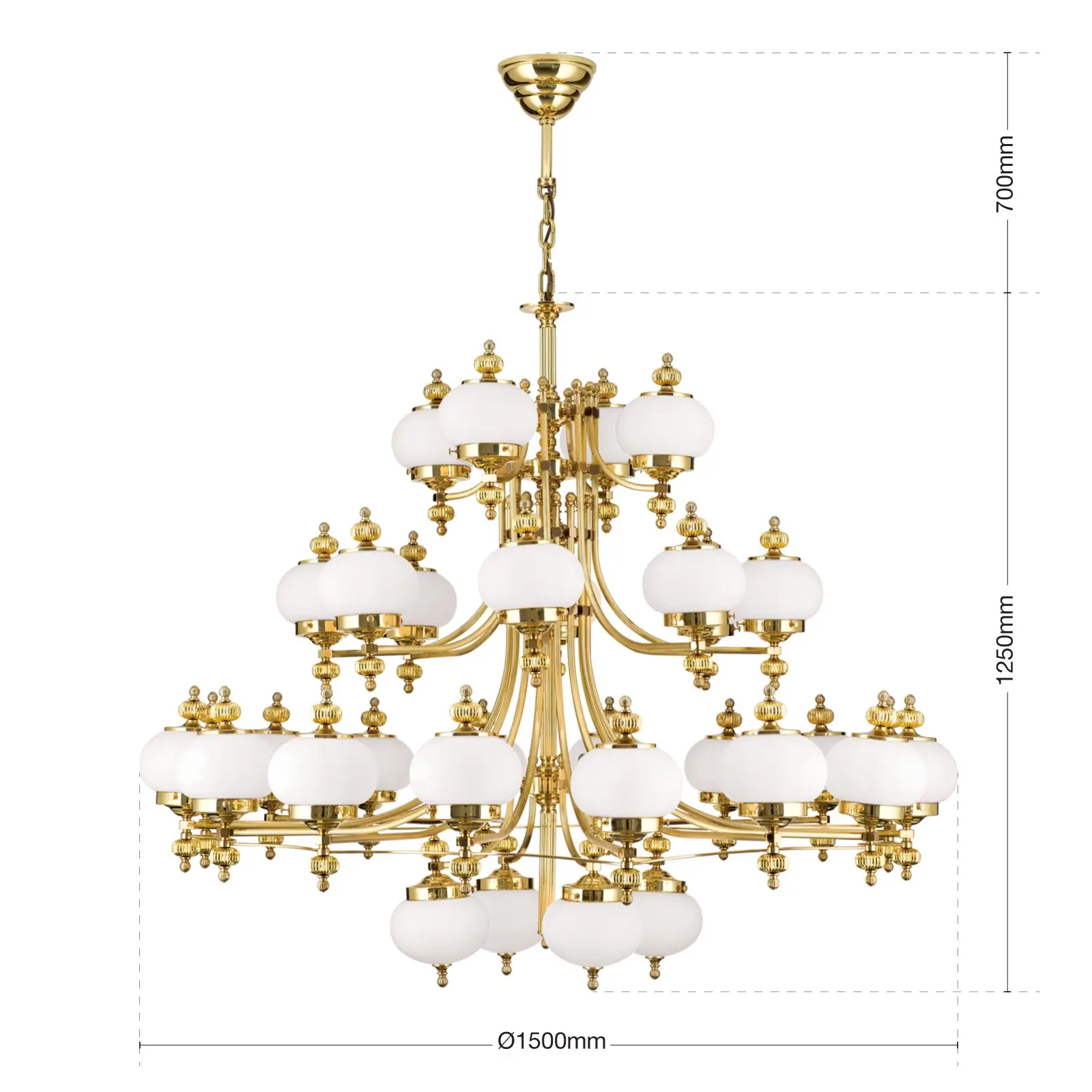 Luster WIENER NOSTALGIE, 32 izvora svetla, sjajni mesing, sa opal mat staklom, usmeren nagore - 7