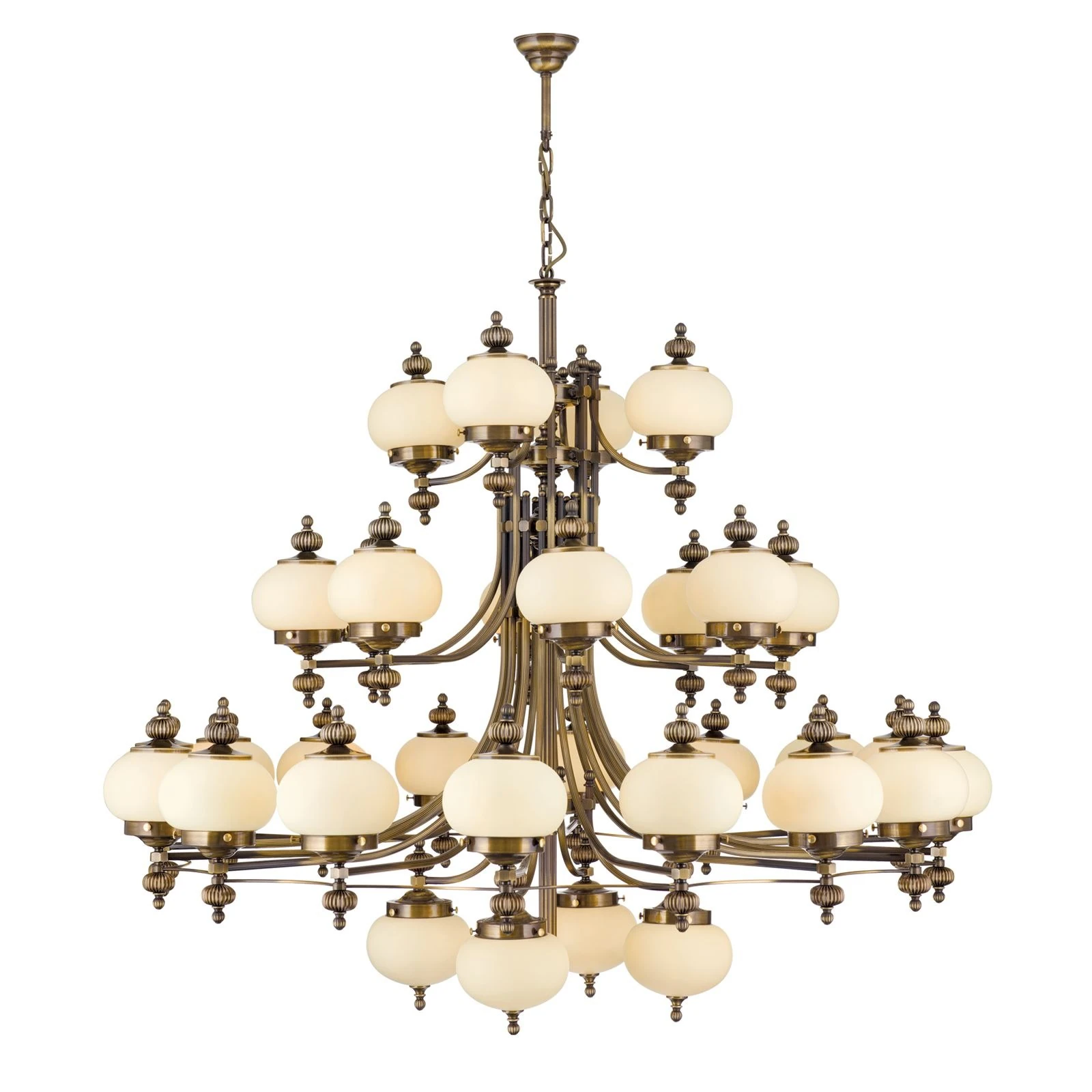 Luster WIENER NOSTALGIE, 4+16+8+4 izvora svetla, nagore, antik mesing, šampanj mat staklo - 4