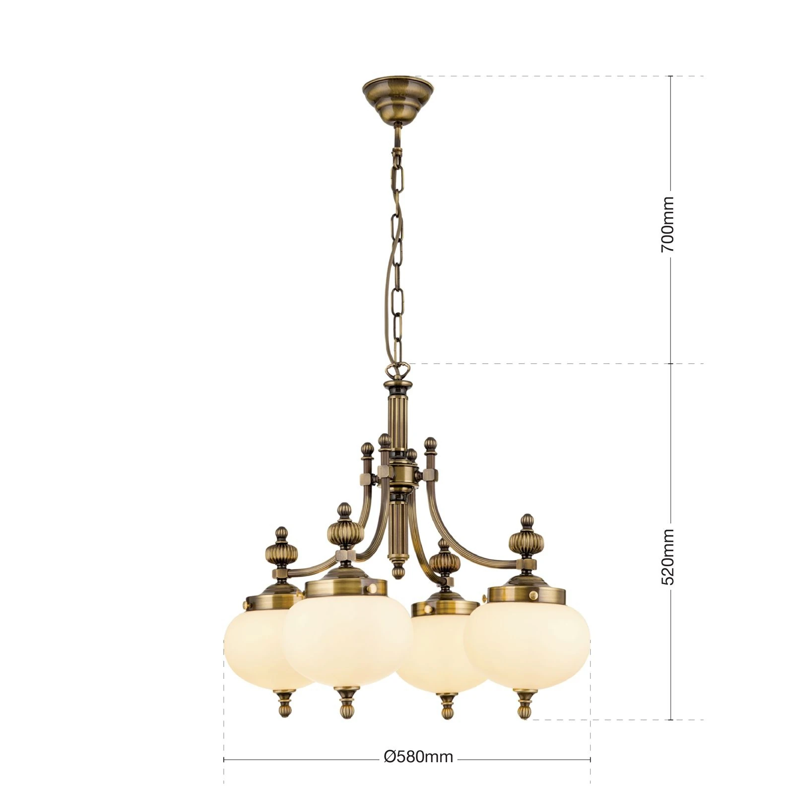 Luster WIENER NOSTALGIE, 4 svetla, nadole, antik mesing, sjajni šampanj abažuri - 7