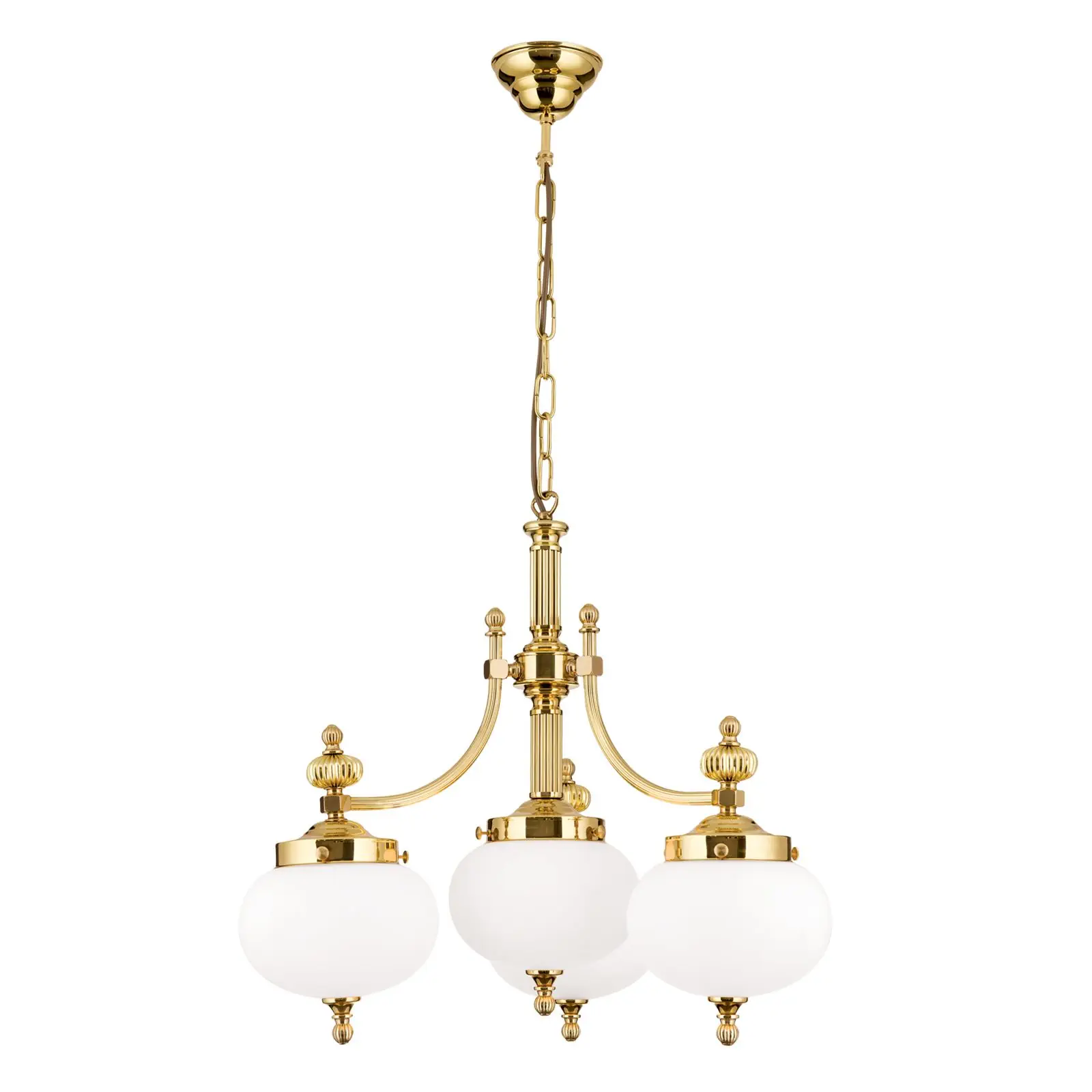 Luster WIENER NOSTALGIE, 3+1 izvora svetla, sjajni mesing, sa opal mat staklom, usmeren nadole - 4