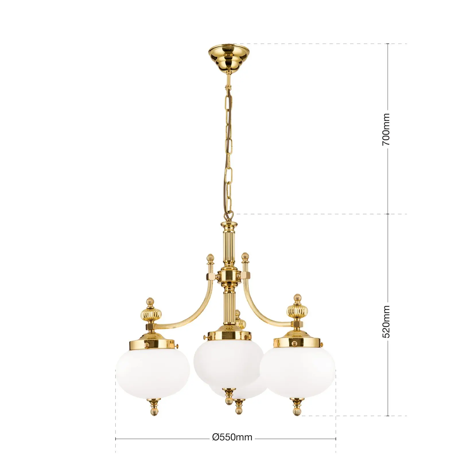 Luster WIENER NOSTALGIE, 3+1 izvora svetla, sjajni mesing, sa opal mat staklom, usmeren nadole - 7