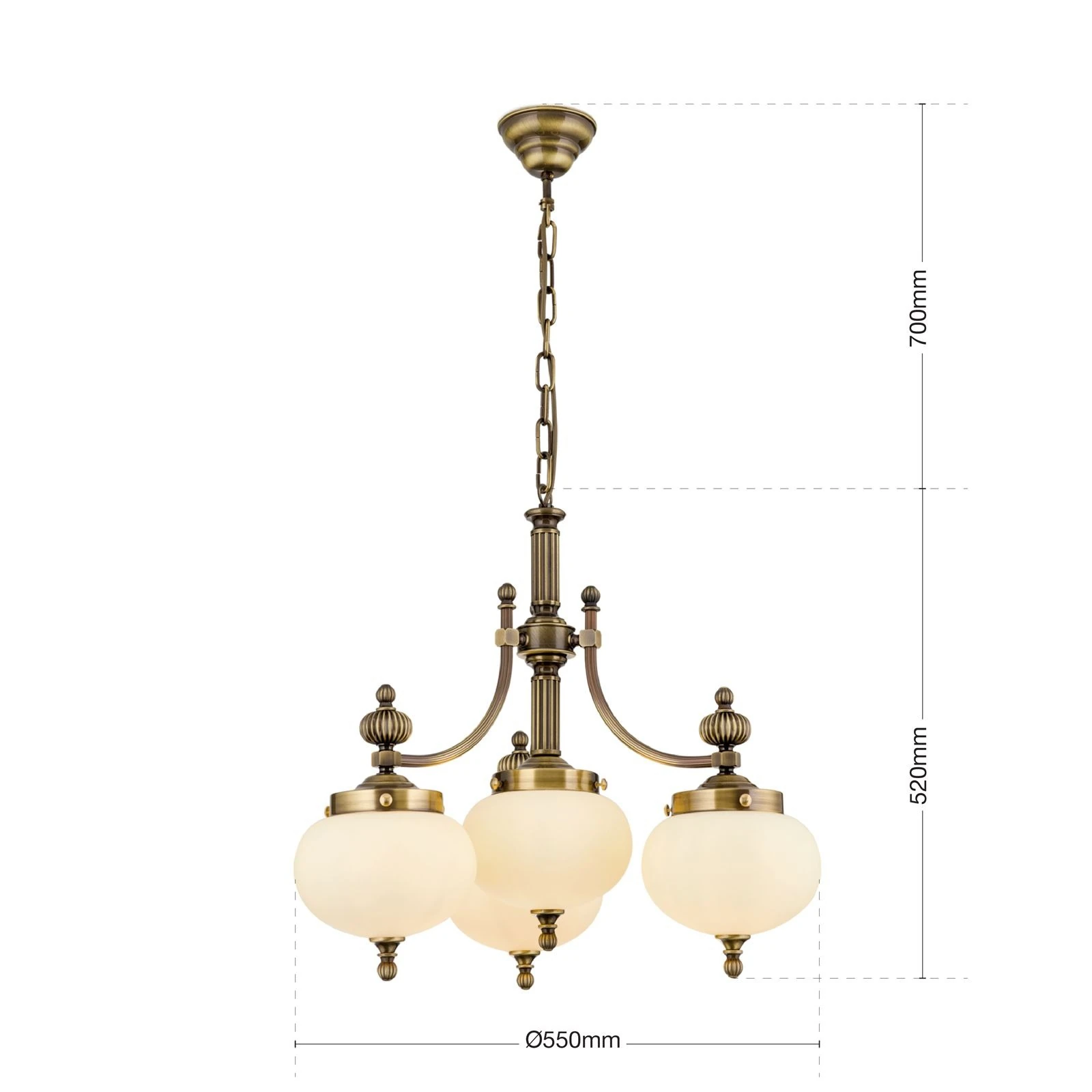 Luster WIENER NOSTALGIE, 3+1 izvora svetla, nadole, antik mesing, šampanj mat staklo - 7